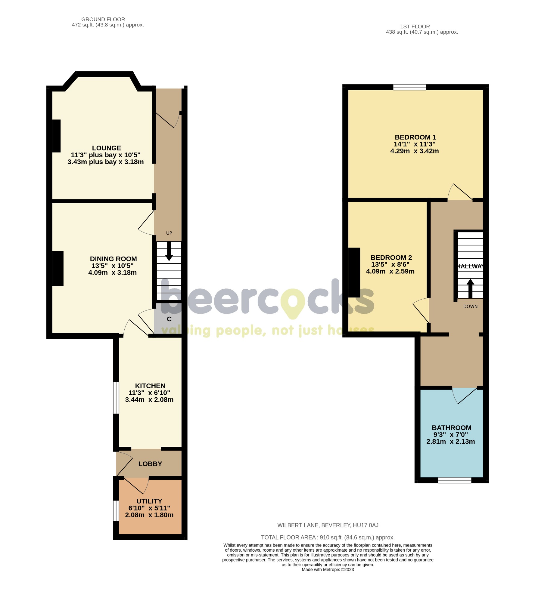 2 bed semi-detached house for sale in Wilbert Lane, Beverley - Property Floorplan