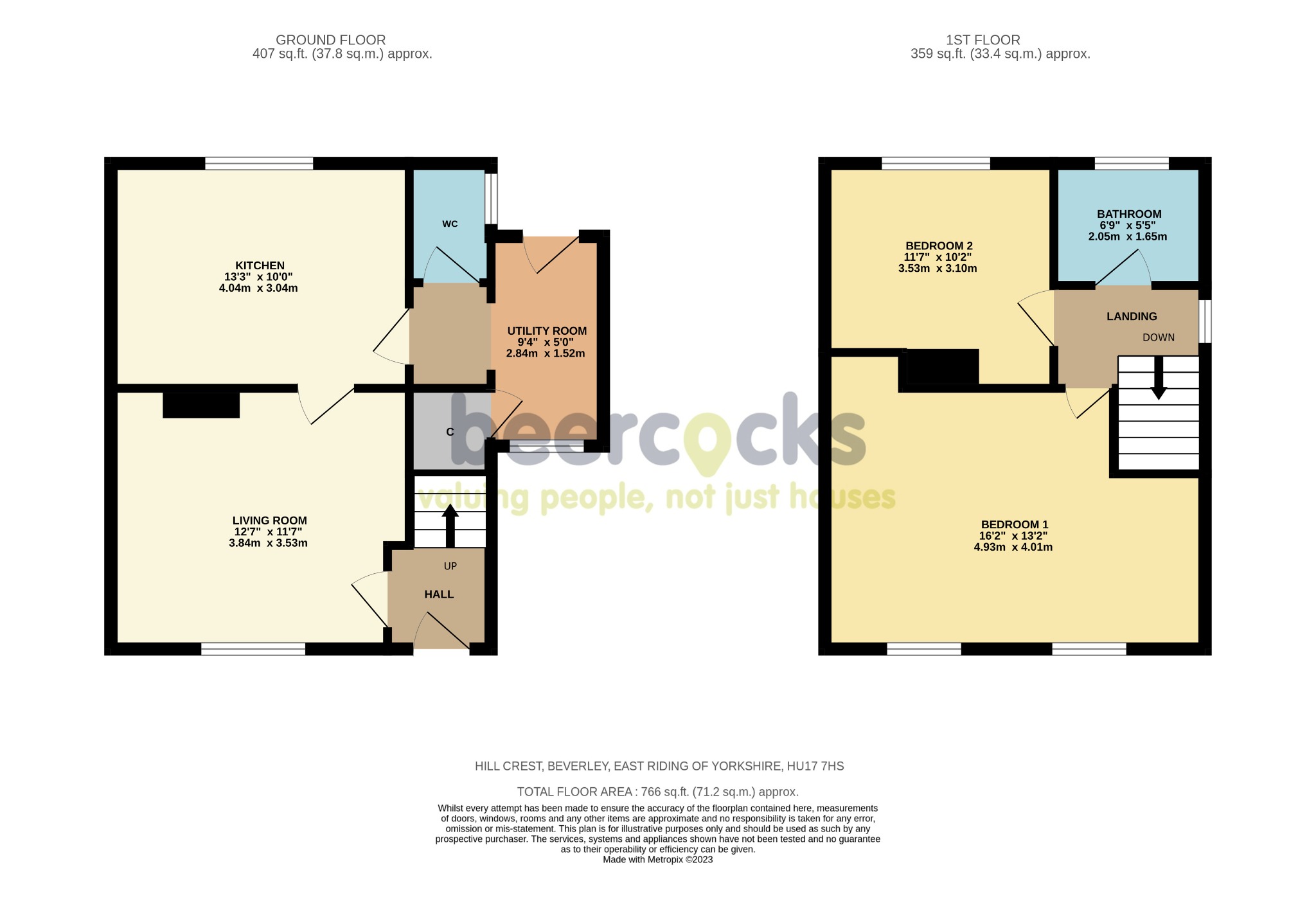 2 bed semi-detached house for sale in Hillcrest, Beverley - Property Floorplan