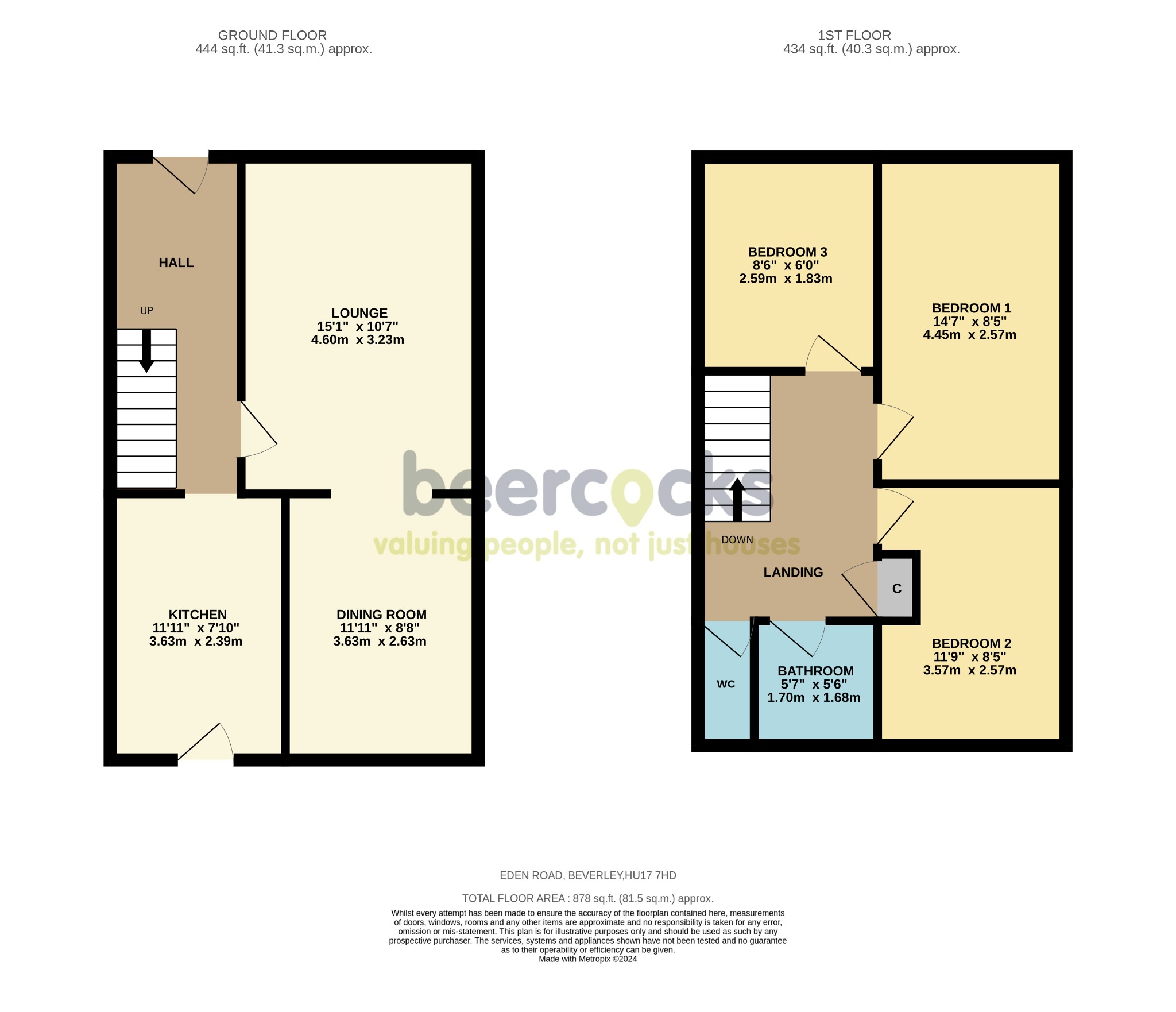 3 bed semi-detached house for sale in Eden Road, Beverley - Property Floorplan