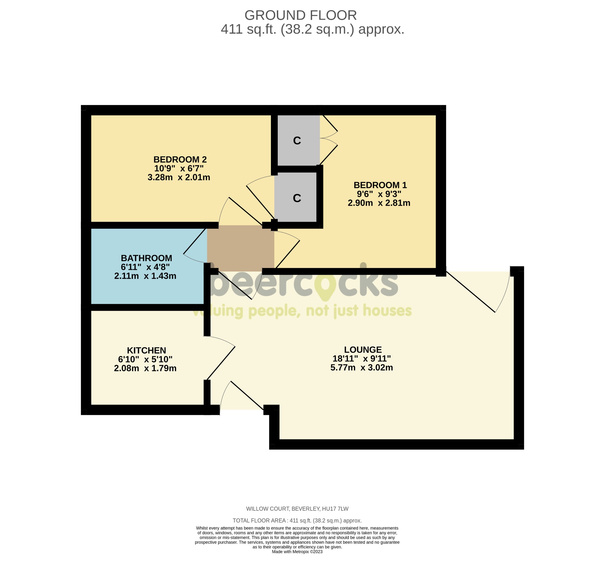 2 bed flat for sale in Willow Court, Beverley - Property Floorplan
