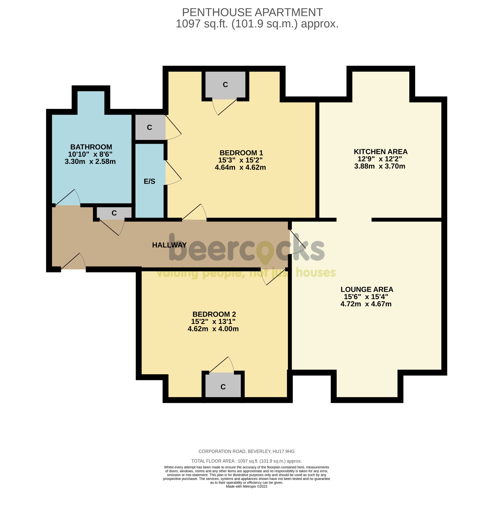 2 bed flat for sale in Corporation Road, Beverley - Property Floorplan
