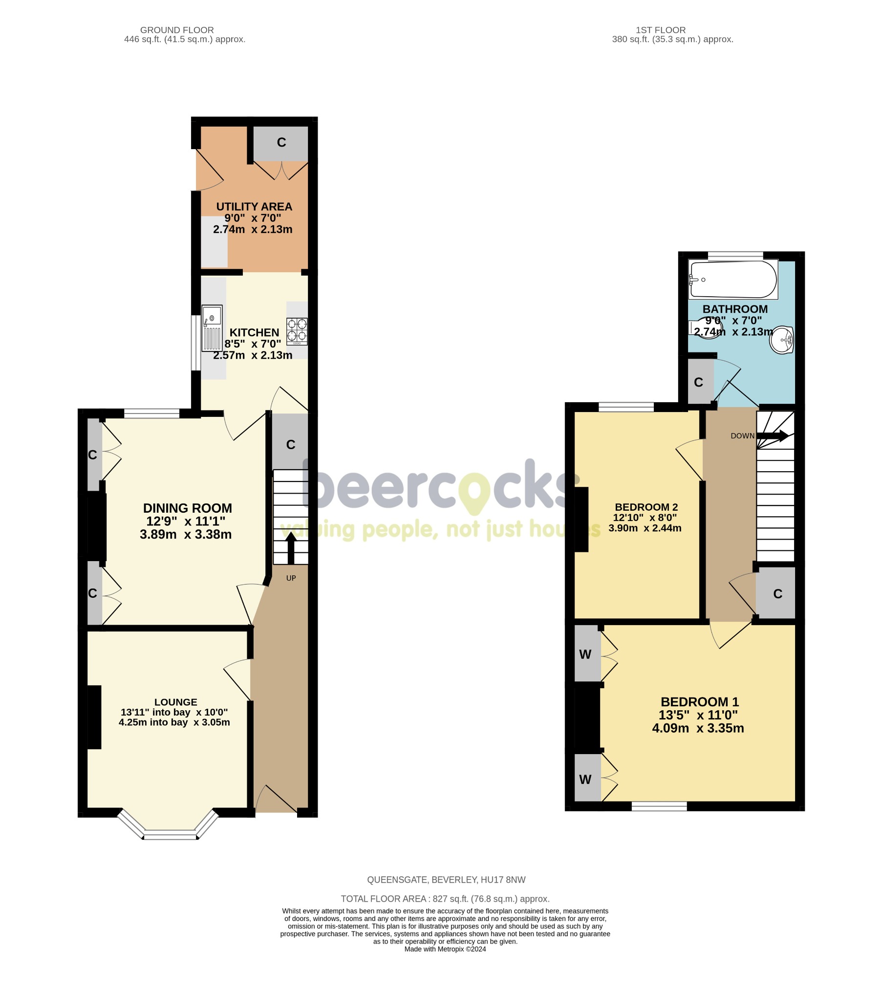 2 bed terraced house for sale in Queensgate, Beverley - Property Floorplan