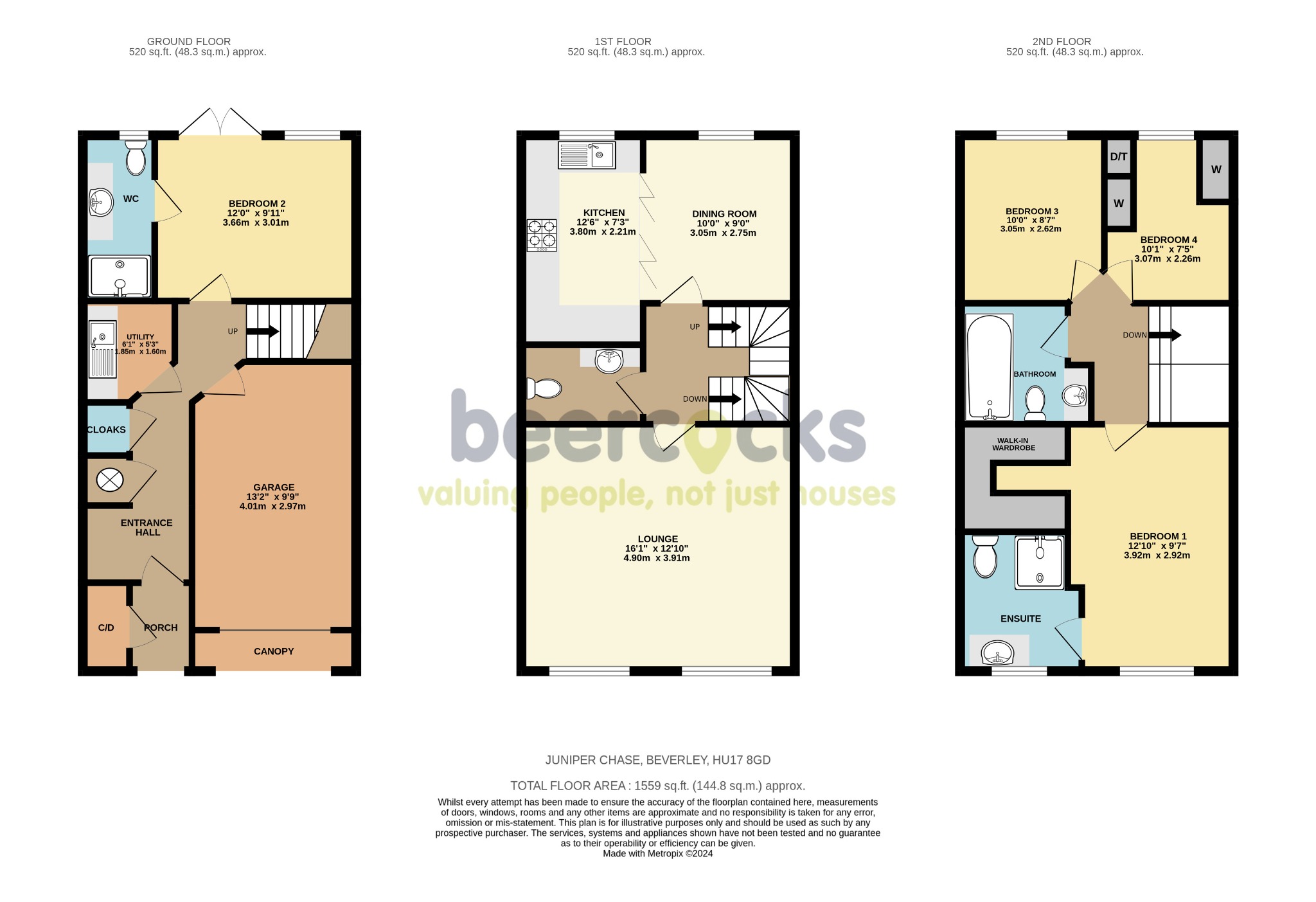 4 bed terraced house for sale in Juniper Chase, Beverley - Property Floorplan