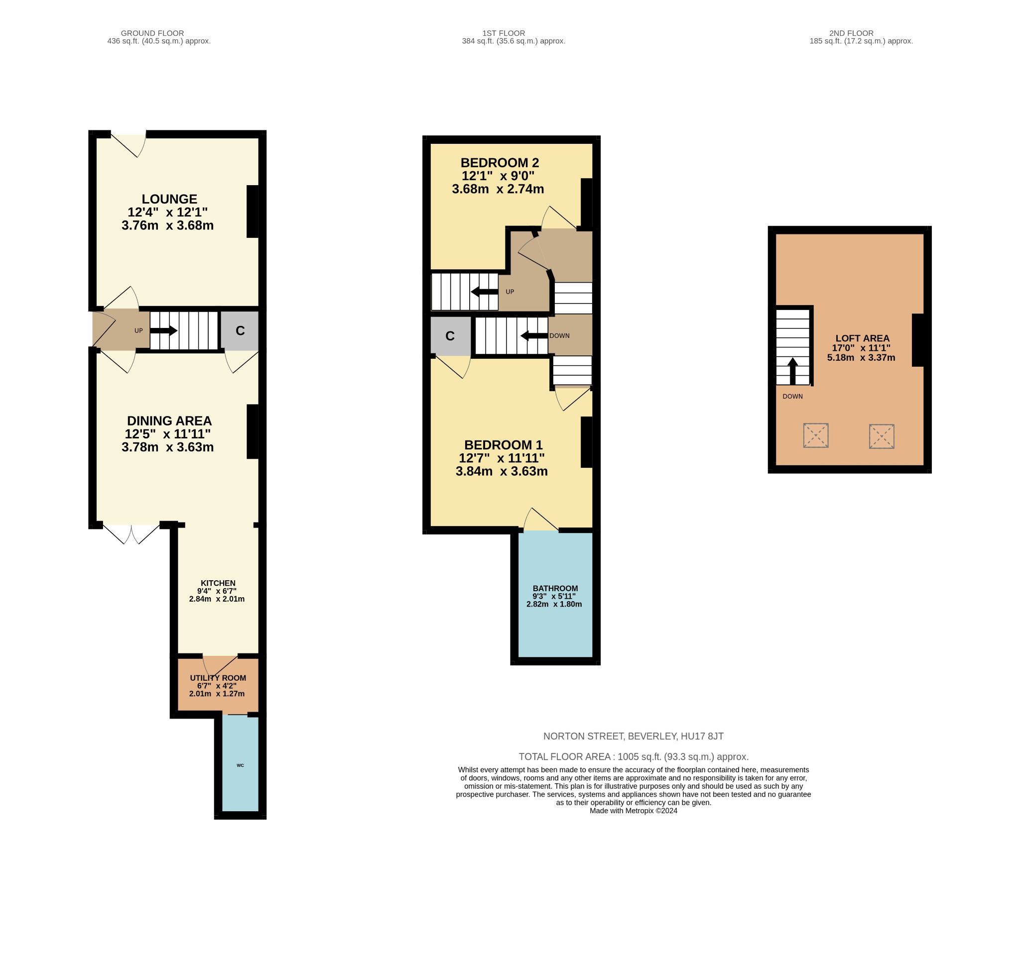 3 bed terraced house for sale in Norton Street, Beverley - Property Floorplan