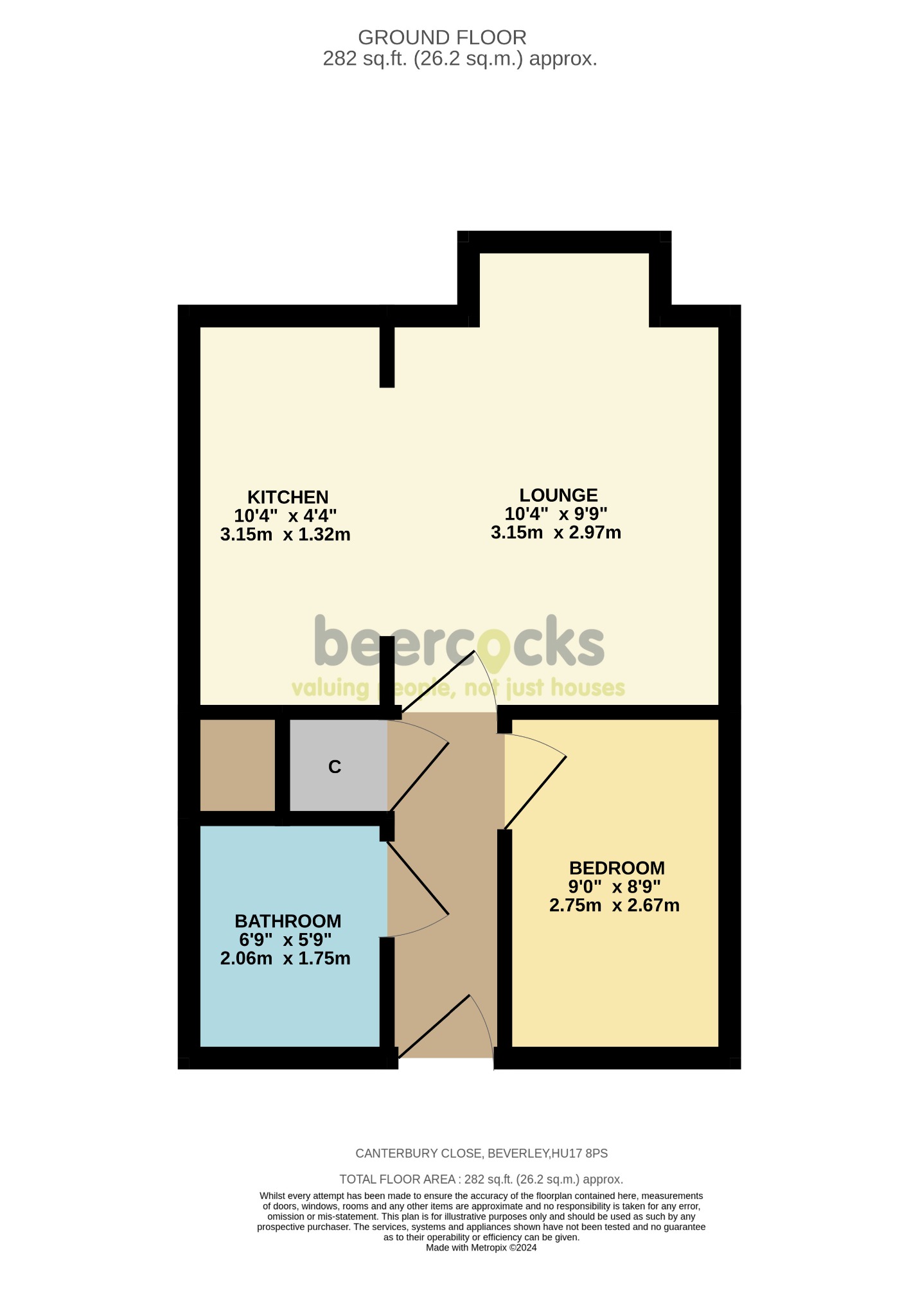 1 bed flat for sale in Canterbury Close, Beverley - Property Floorplan
