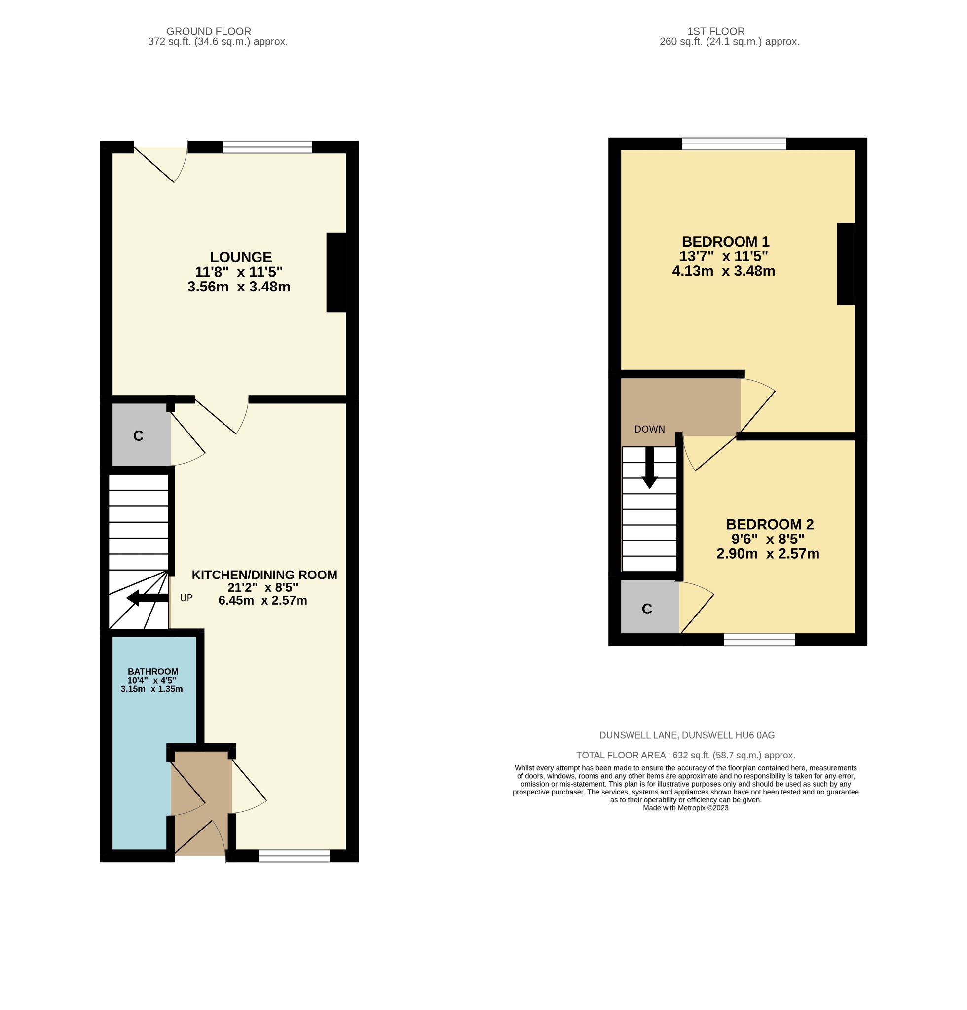 2 bed terraced house for sale in Dunswell Lane, Hull - Property Floorplan