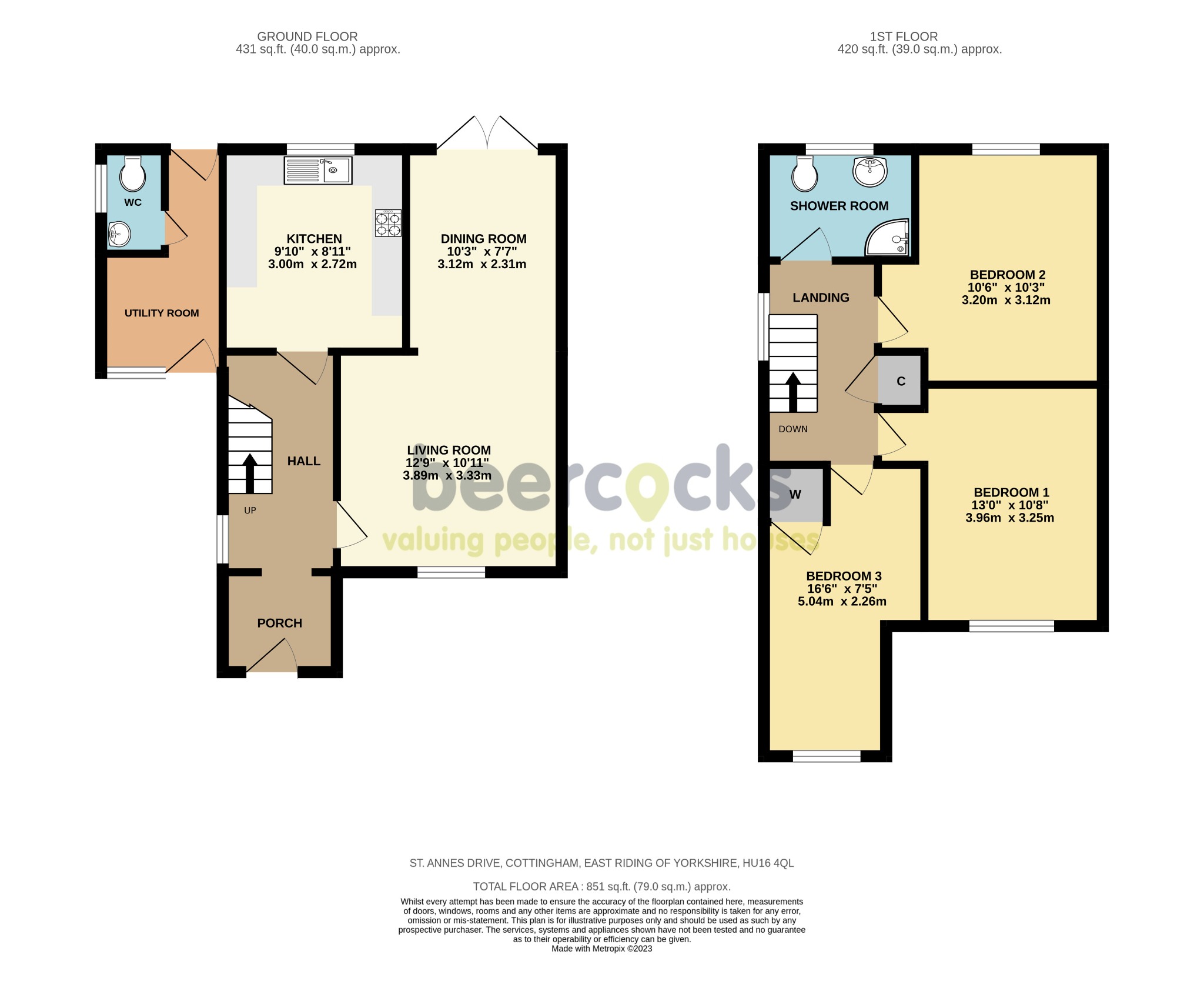 3 bed semi-detached house for sale in St Anne's Drive, Cottingham - Property Floorplan