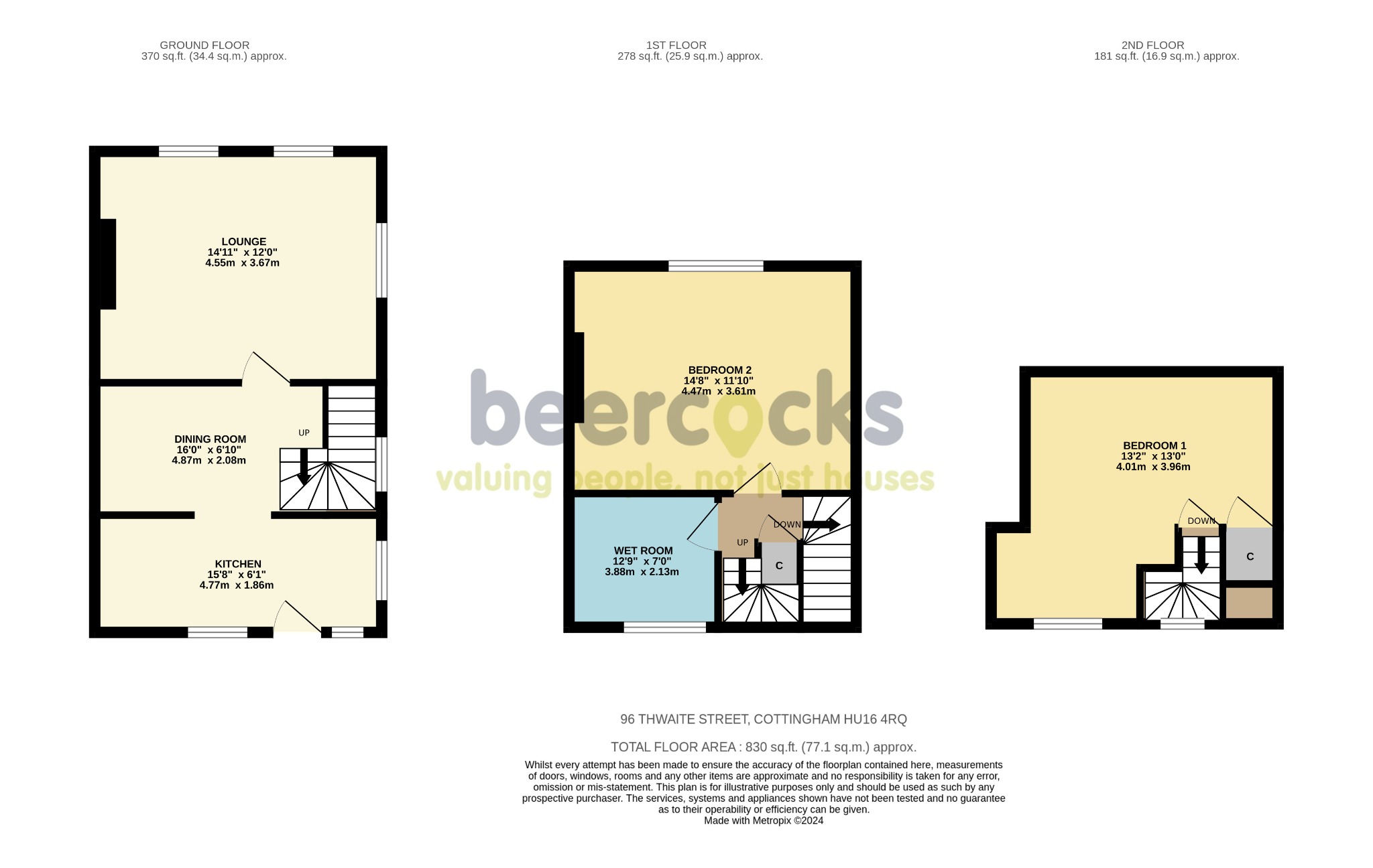 2 bed semi-detached house for sale in Thwaite Street, Cottingham - Property Floorplan