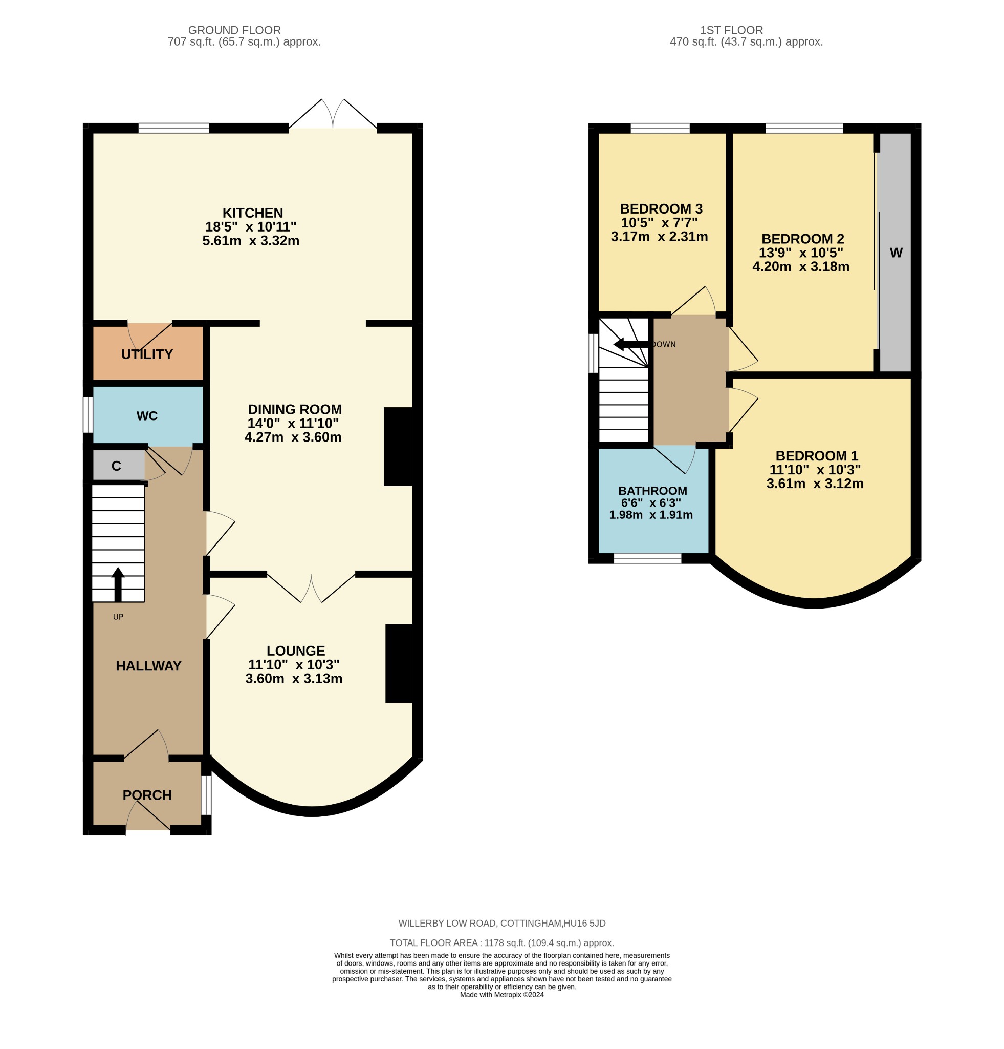 3 bed semi-detached house for sale in Willerby Low Road, Cottingham - Property Floorplan