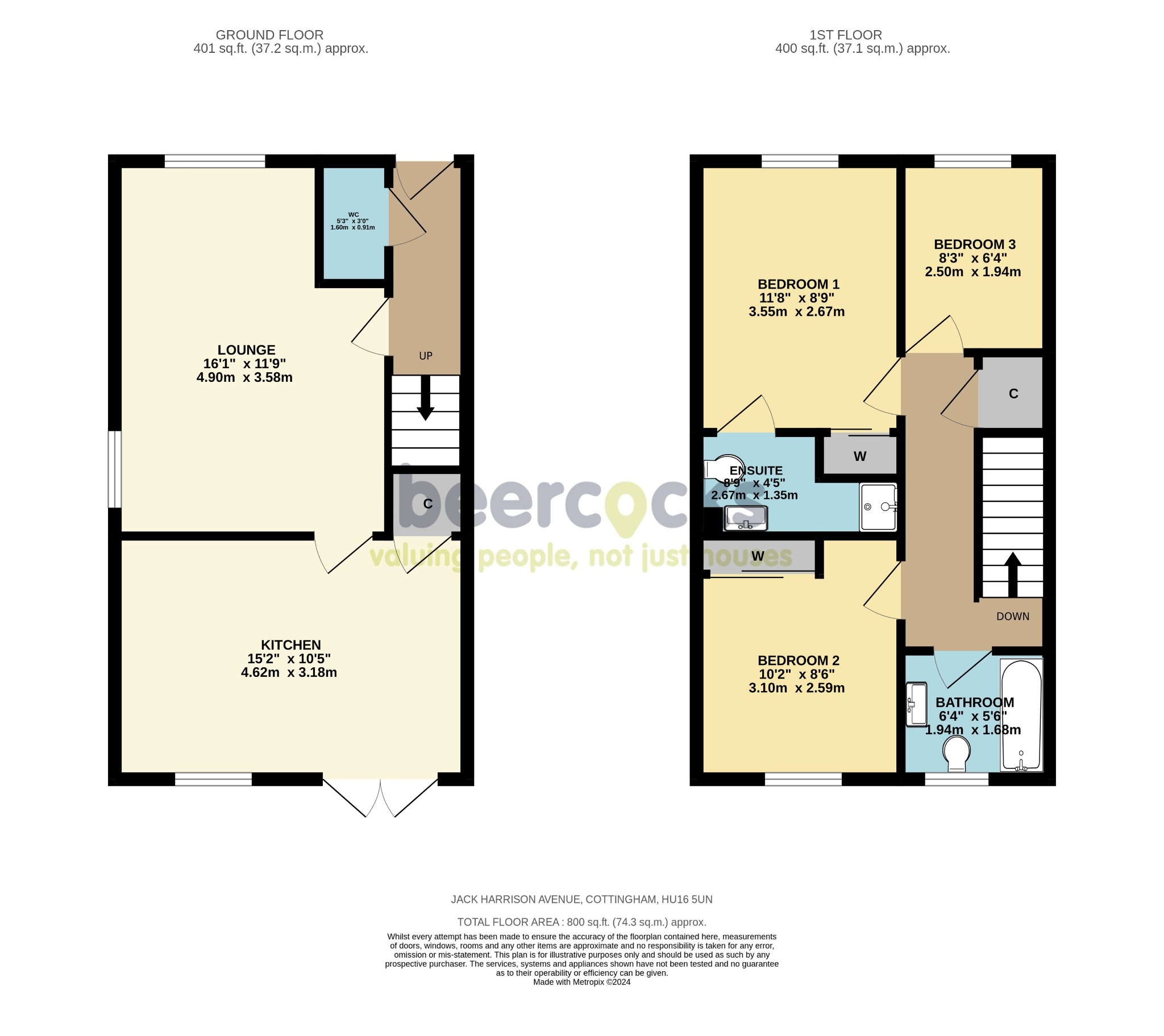 3 bed semi-detached house for sale in Jack Harrison Avenue, Cottingham - Property Floorplan