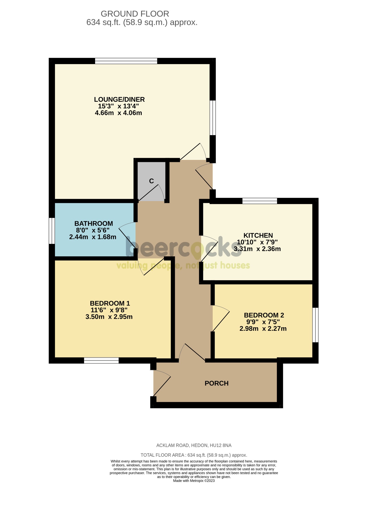 2 bed detached bungalow for sale in Acklam Road, Hull - Property Floorplan
