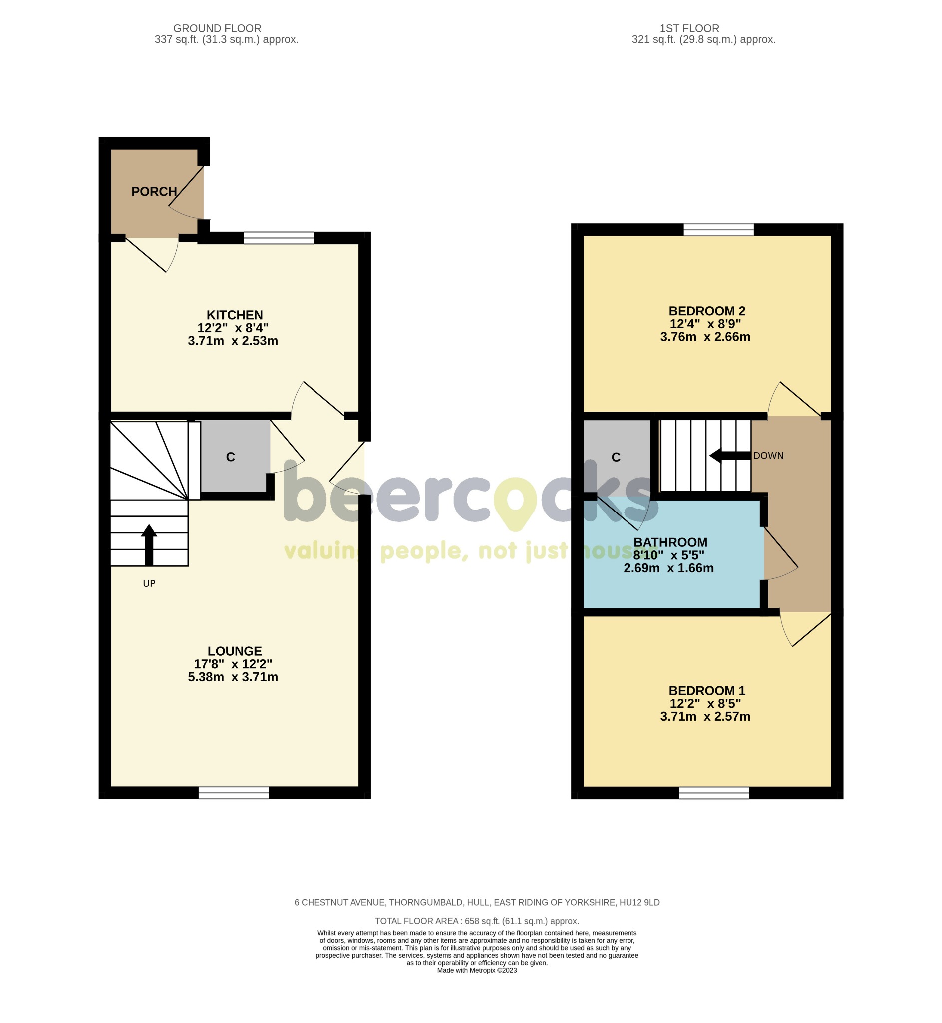 2 bed semi-detached house for sale in Chestnut Avenue, Hull - Property Floorplan