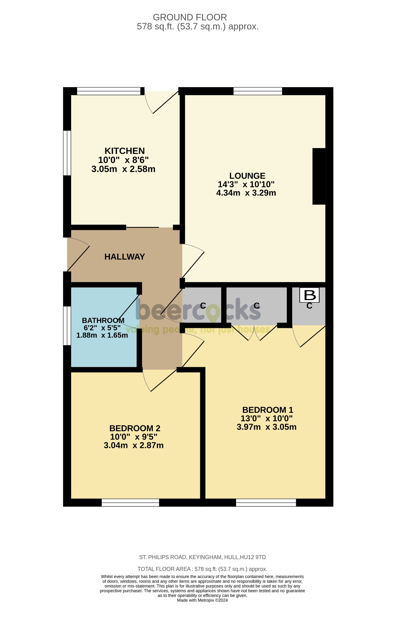 2 bed semi-detached bungalow for sale in St Philips Road, Hull - Property Floorplan