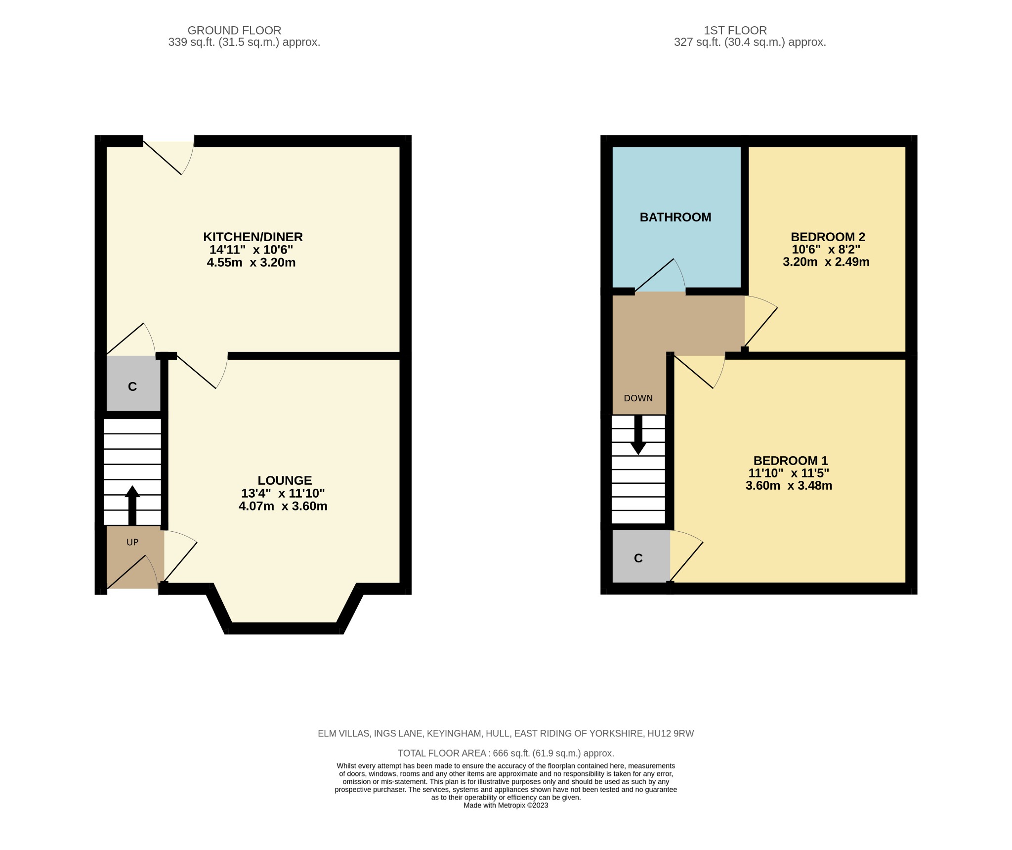 2 bed end of terrace house for sale in Ings Lane, Hull - Property Floorplan