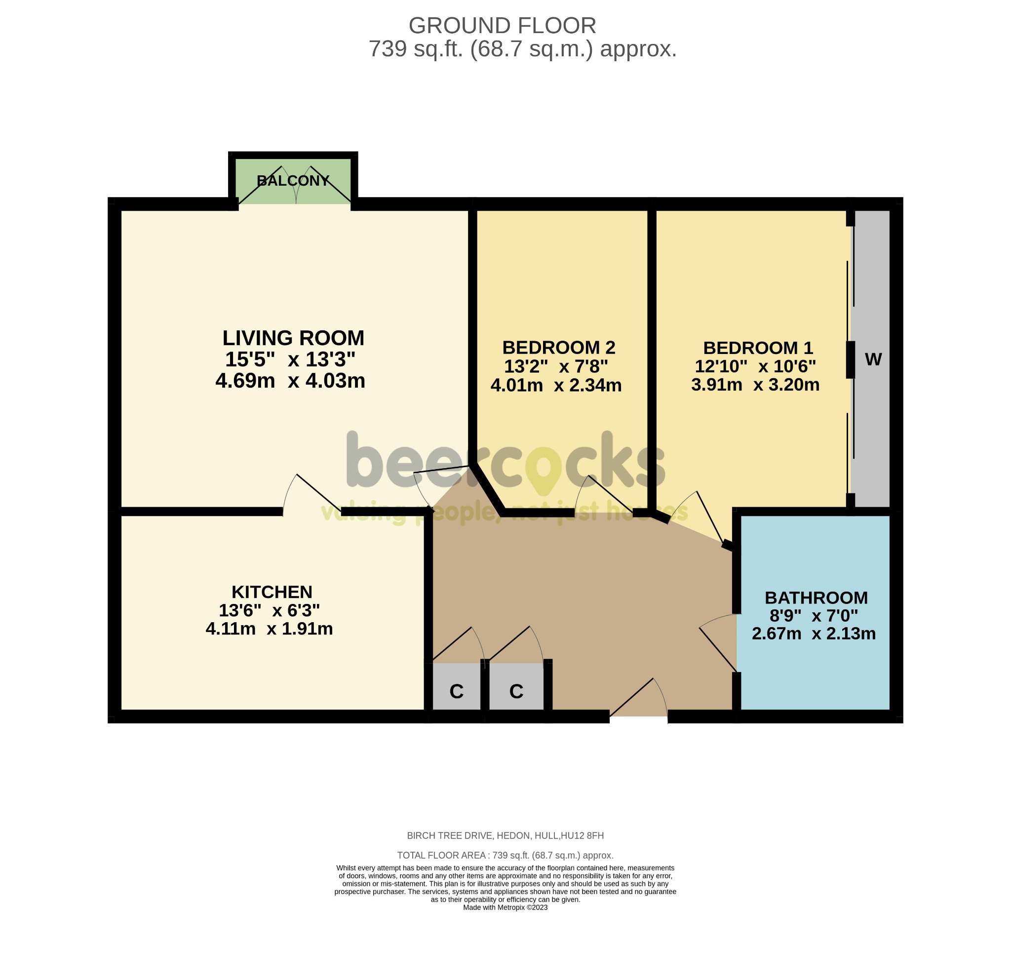 2 bed flat for sale in Birch Tree Drive, Hull - Property Floorplan