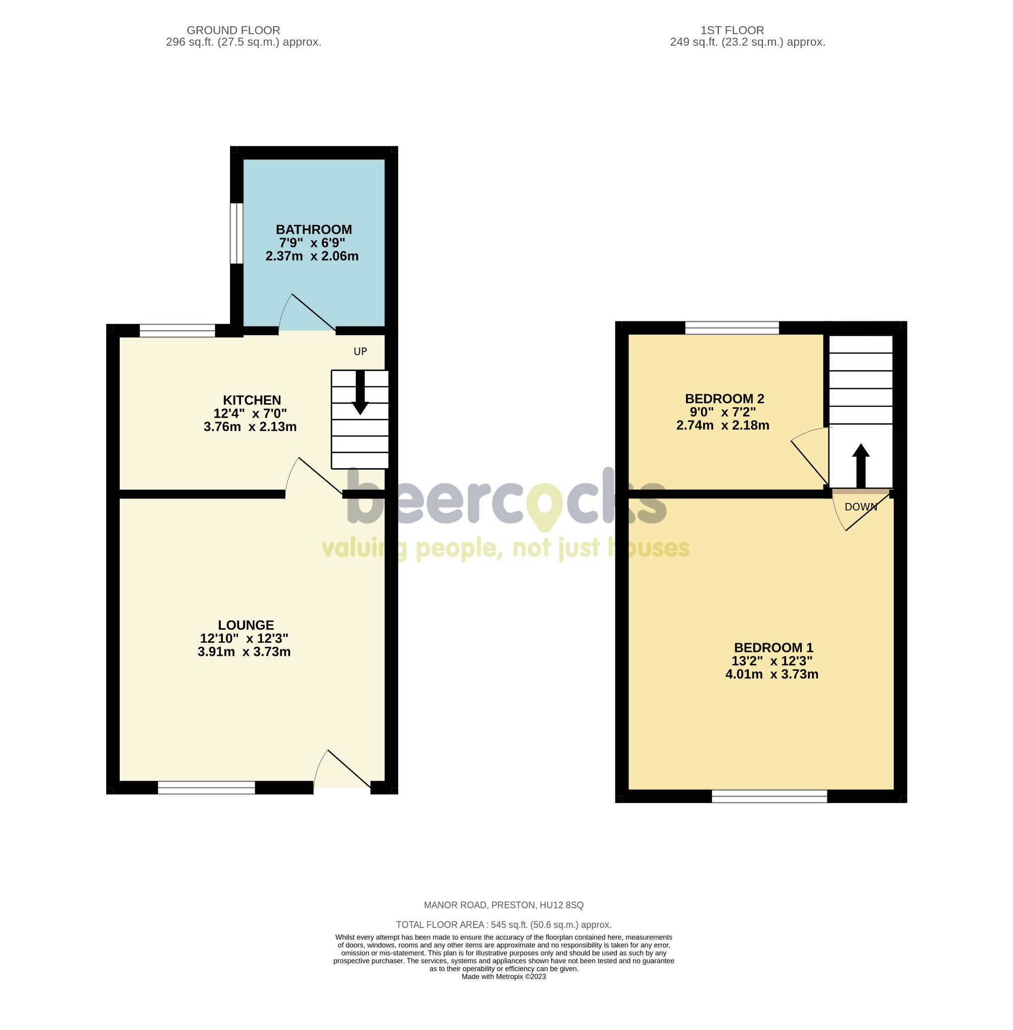 2 bed terraced house for sale in Manor Road, Hull - Property Floorplan