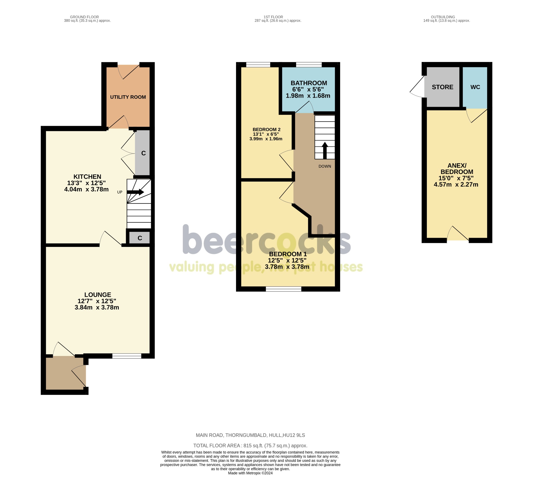 2 bed terraced house for sale in Main Road, Hull - Property Floorplan