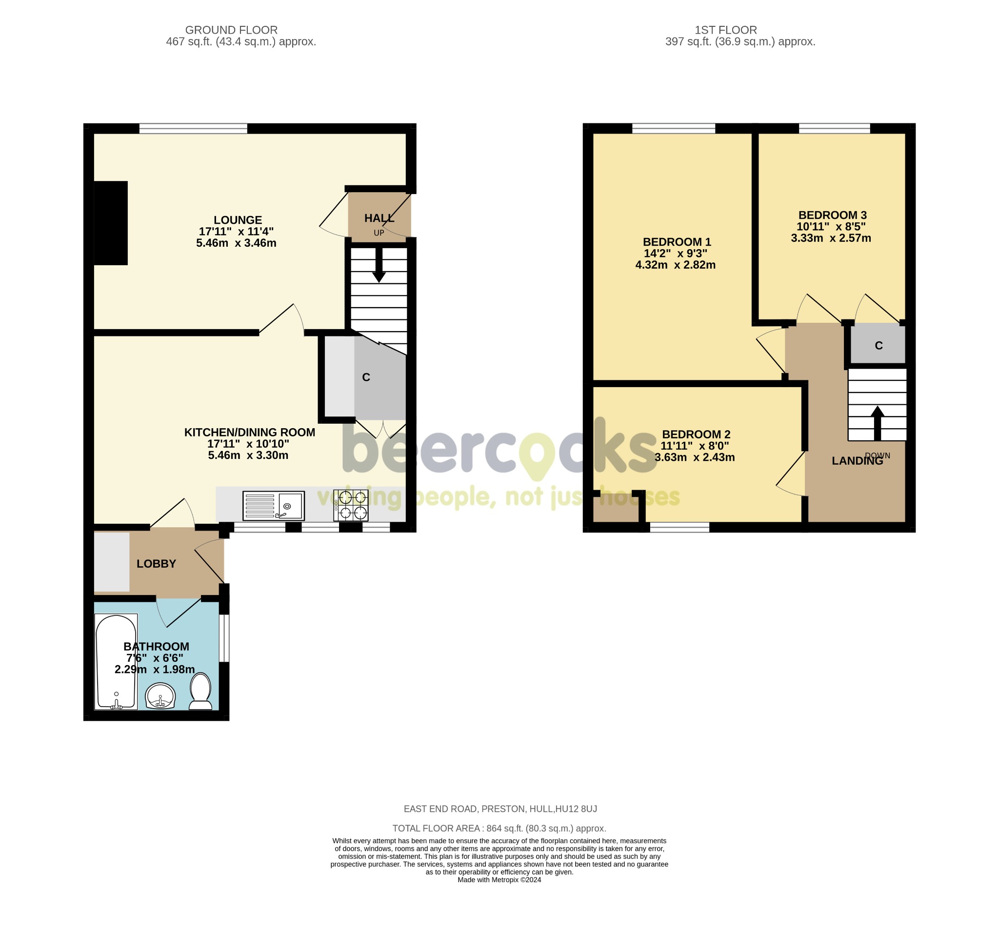 3 bed terraced house for sale in East End Road, Hull - Property Floorplan