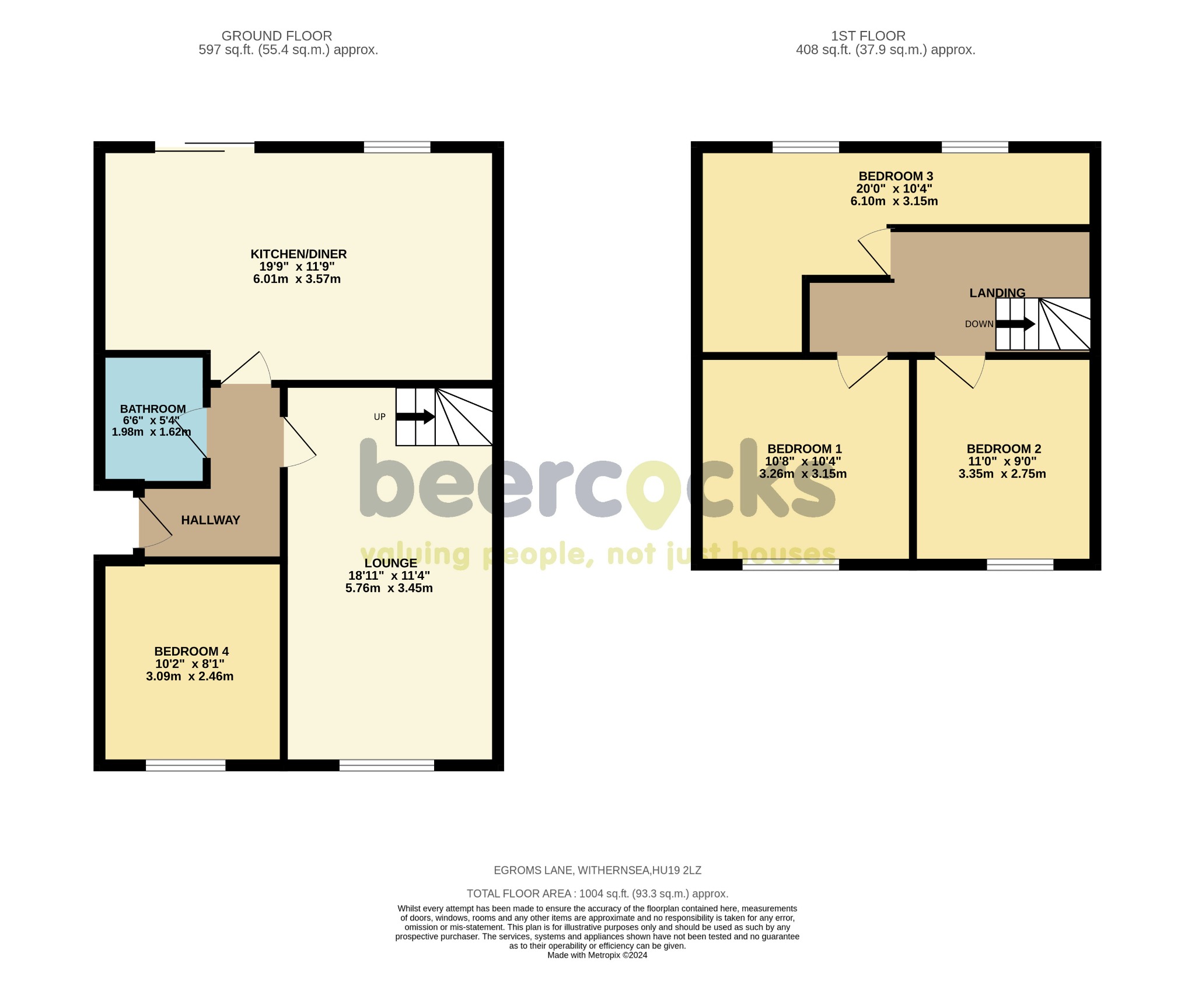 3 bed semi-detached house for sale in Egroms Lane, Withernsea - Property Floorplan