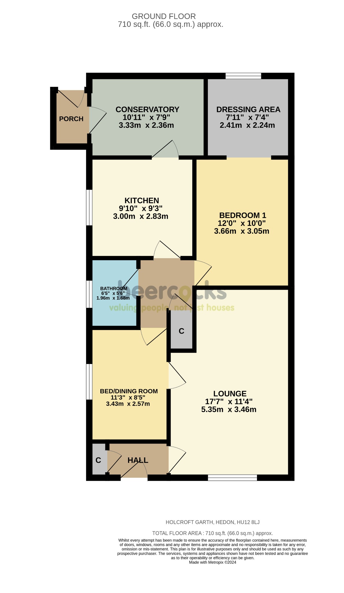 1 bed semi-detached bungalow for sale in Holcroft Garth, Hull - Property Floorplan