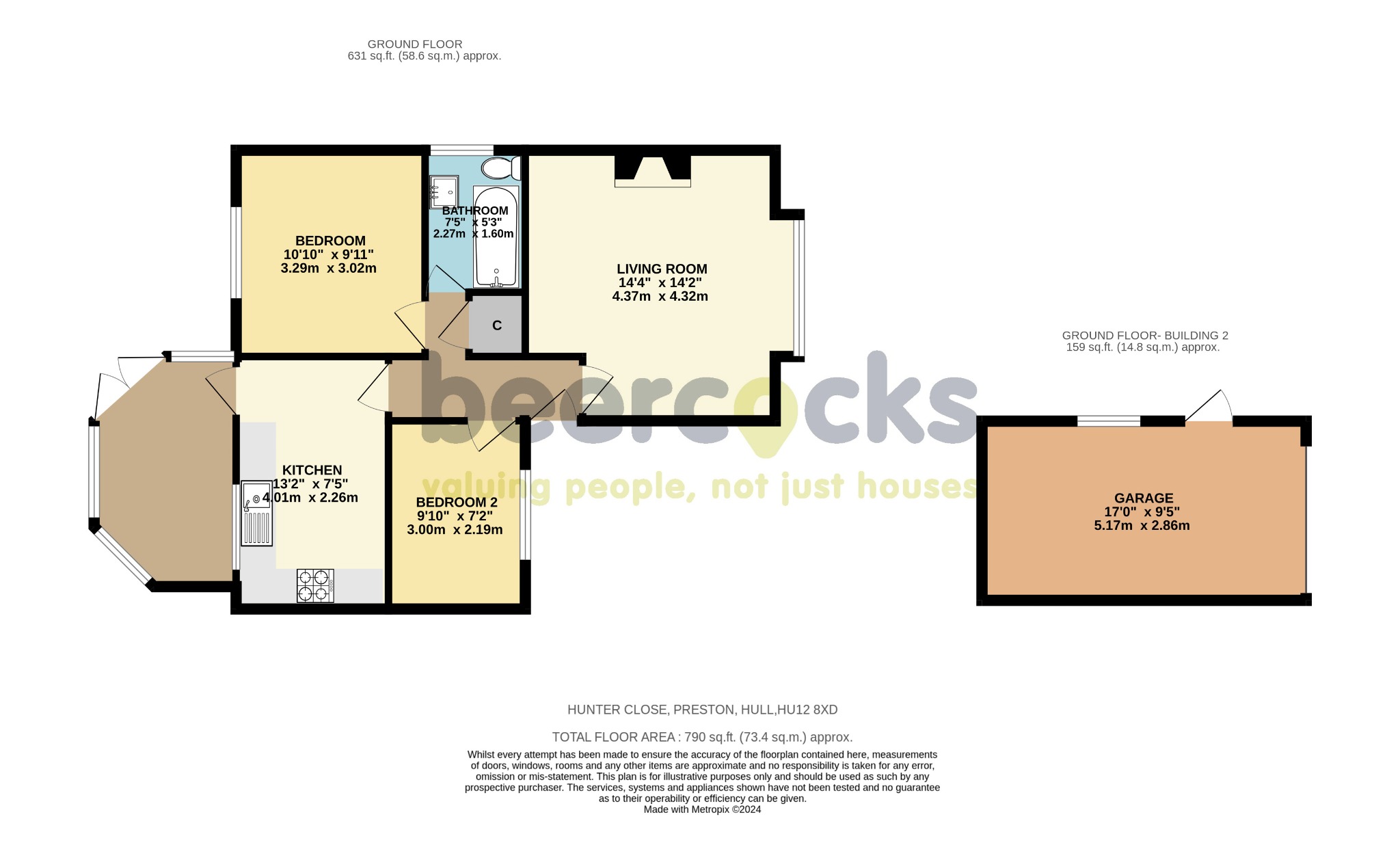 2 bed detached bungalow for sale in Hunter Close, Hull - Property Floorplan