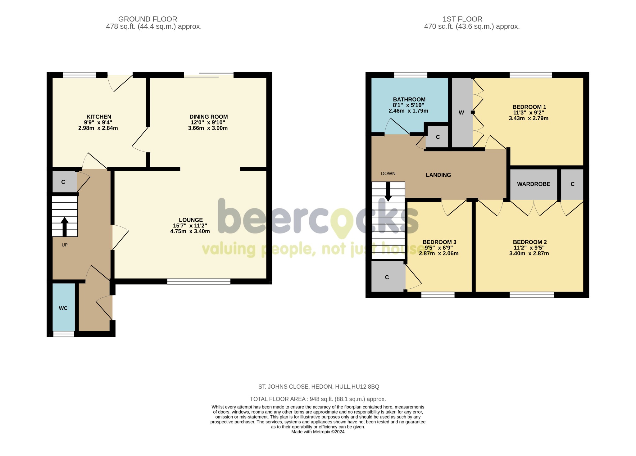 3 bed terraced house for sale in St Johns Close, Hull - Property Floorplan