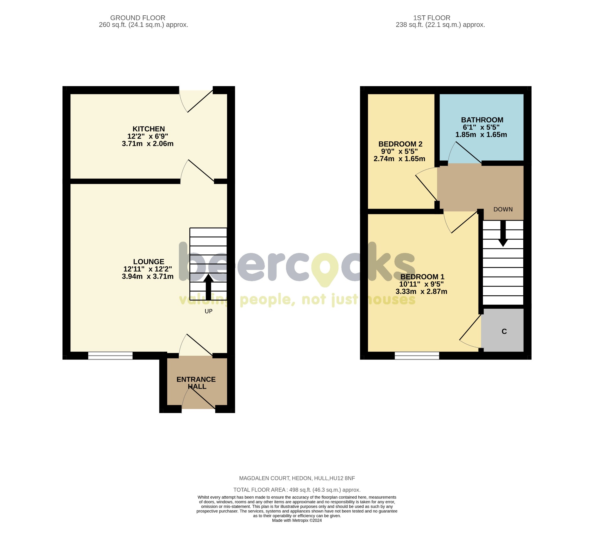 2 bed terraced house for sale in Magdalen Court, Hull - Property Floorplan