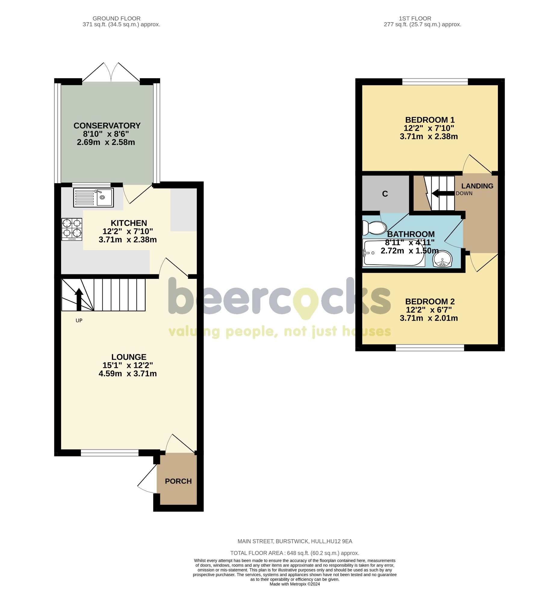 2 bed semi-detached house for sale in Main Street, Hull - Property Floorplan