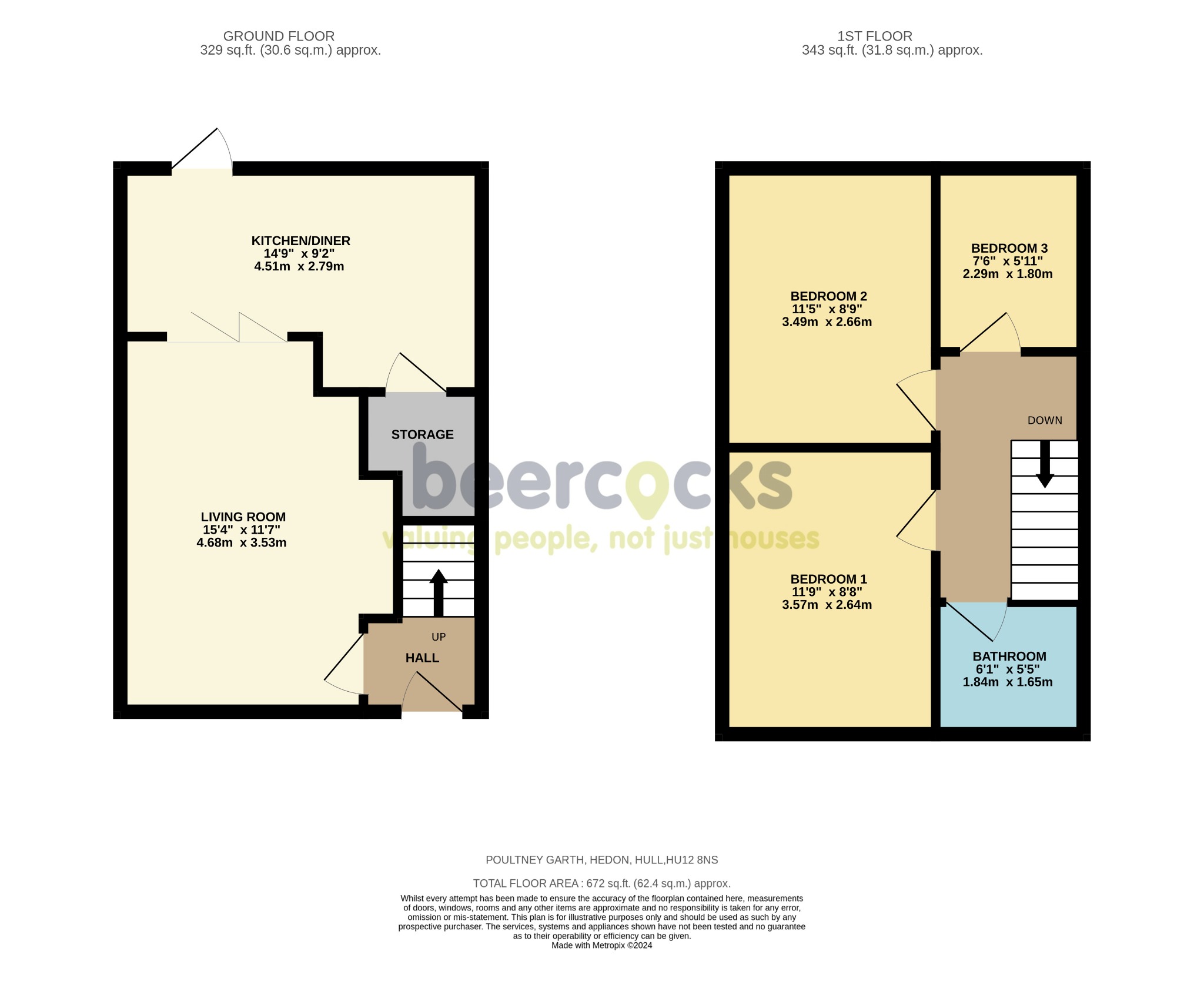 3 bed detached house for sale in Poultney Garth, Hull - Property Floorplan