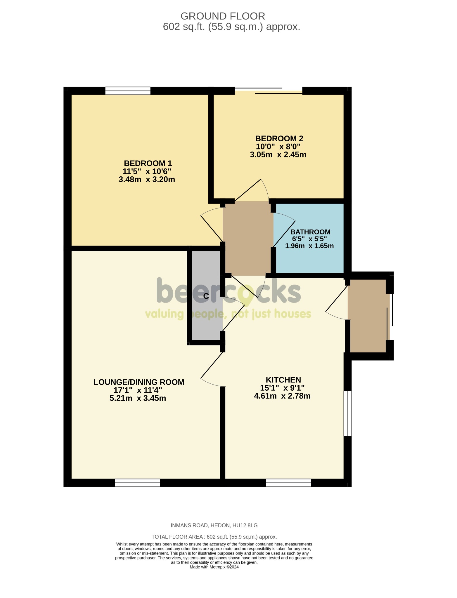 2 bed semi-detached bungalow for sale in Inmans Road, Hull - Property Floorplan