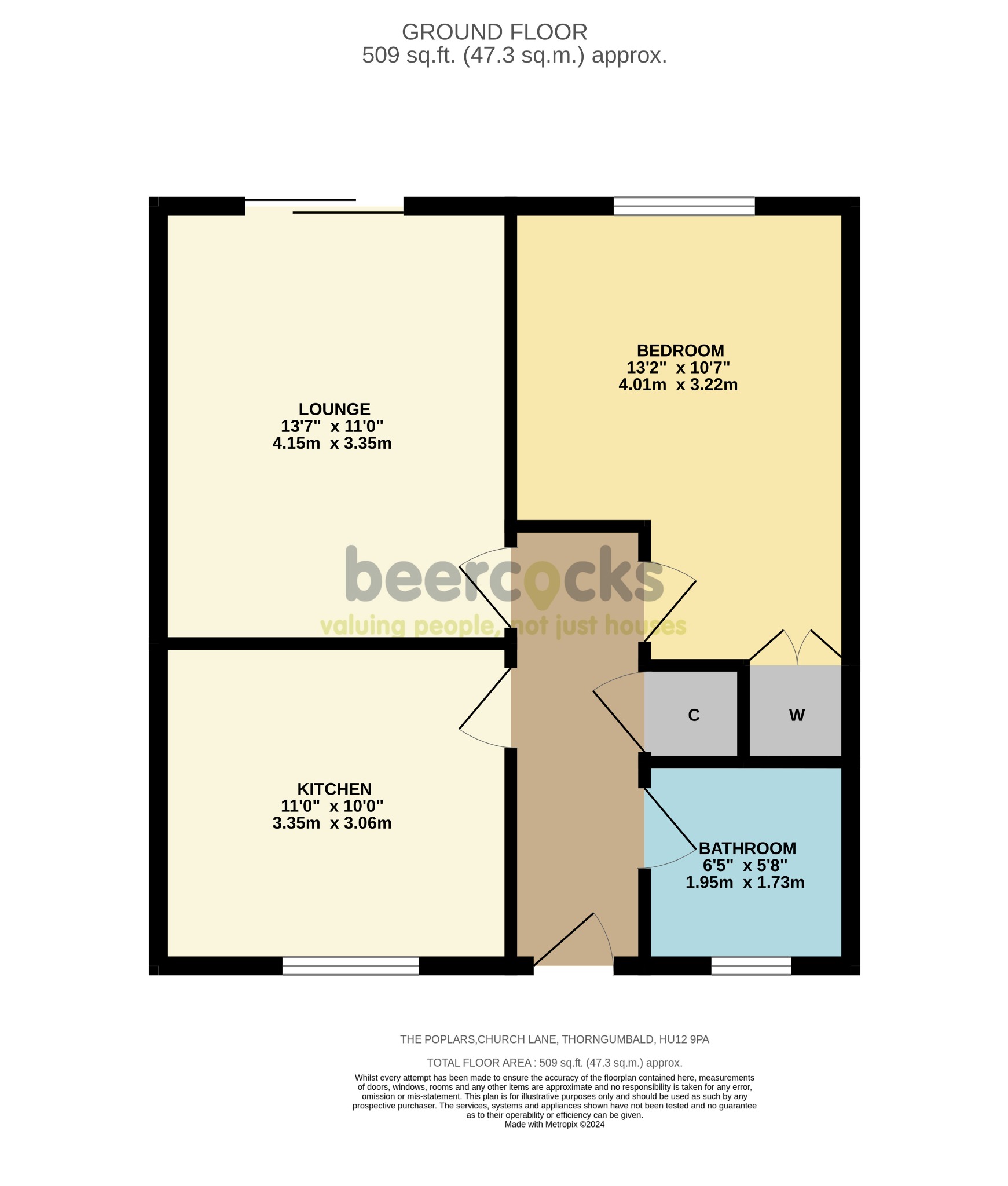 1 bed semi-detached bungalow for sale in Church Lane, Hull - Property Floorplan