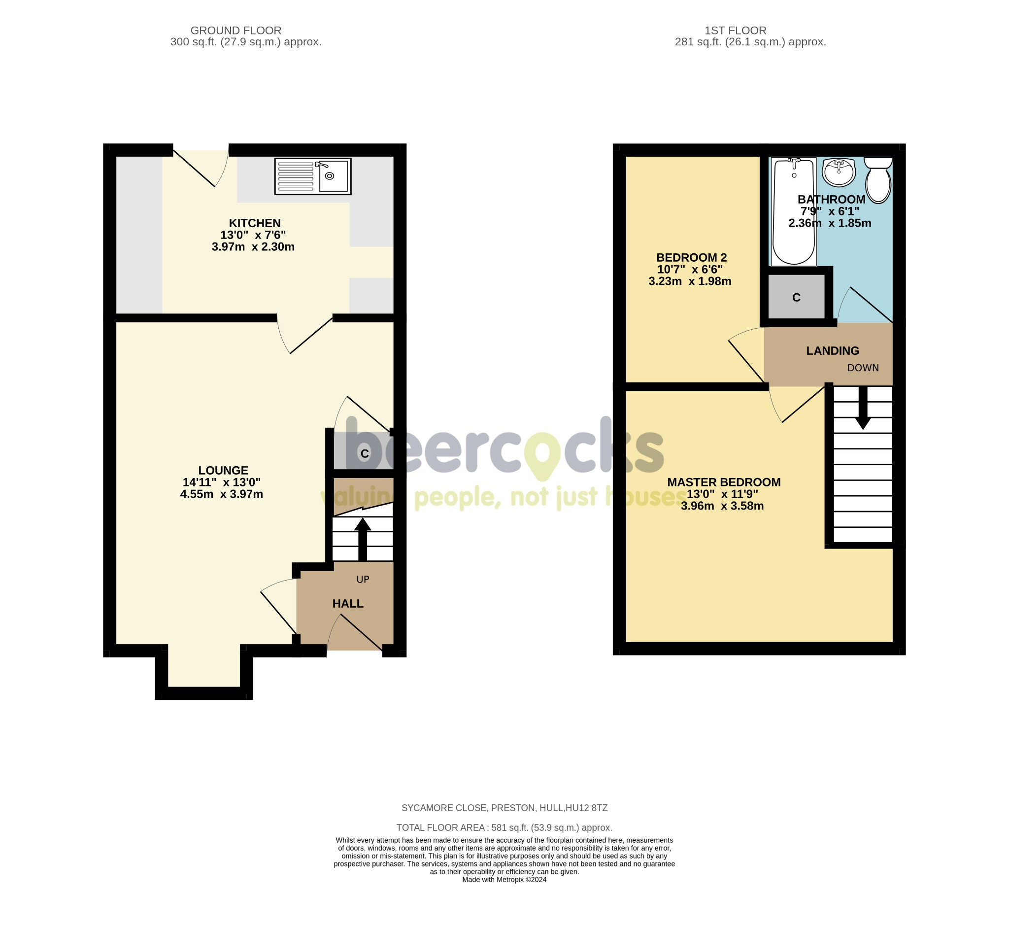 2 bed end of terrace house for sale in Sycamore Close, Hull - Property Floorplan