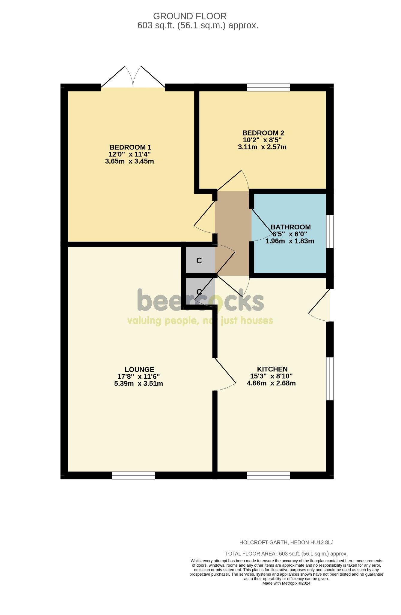 2 bed semi-detached bungalow for sale in Holcroft Garth, Hull - Property Floorplan