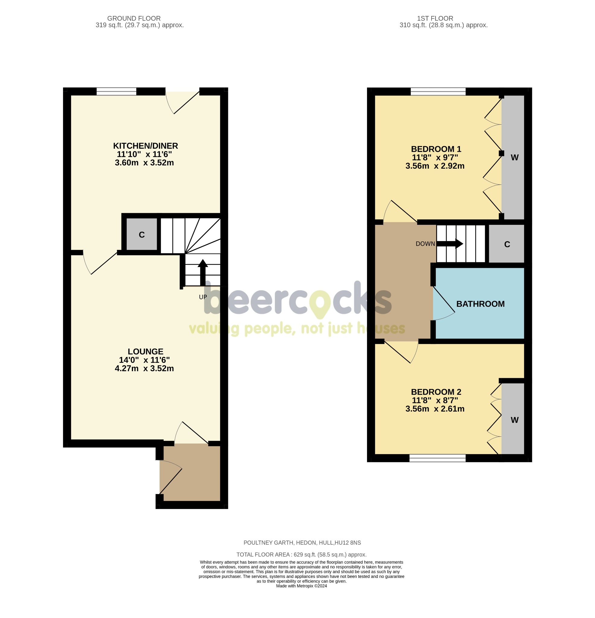 2 bed end of terrace house for sale in Poultney Garth, Hull - Property Floorplan