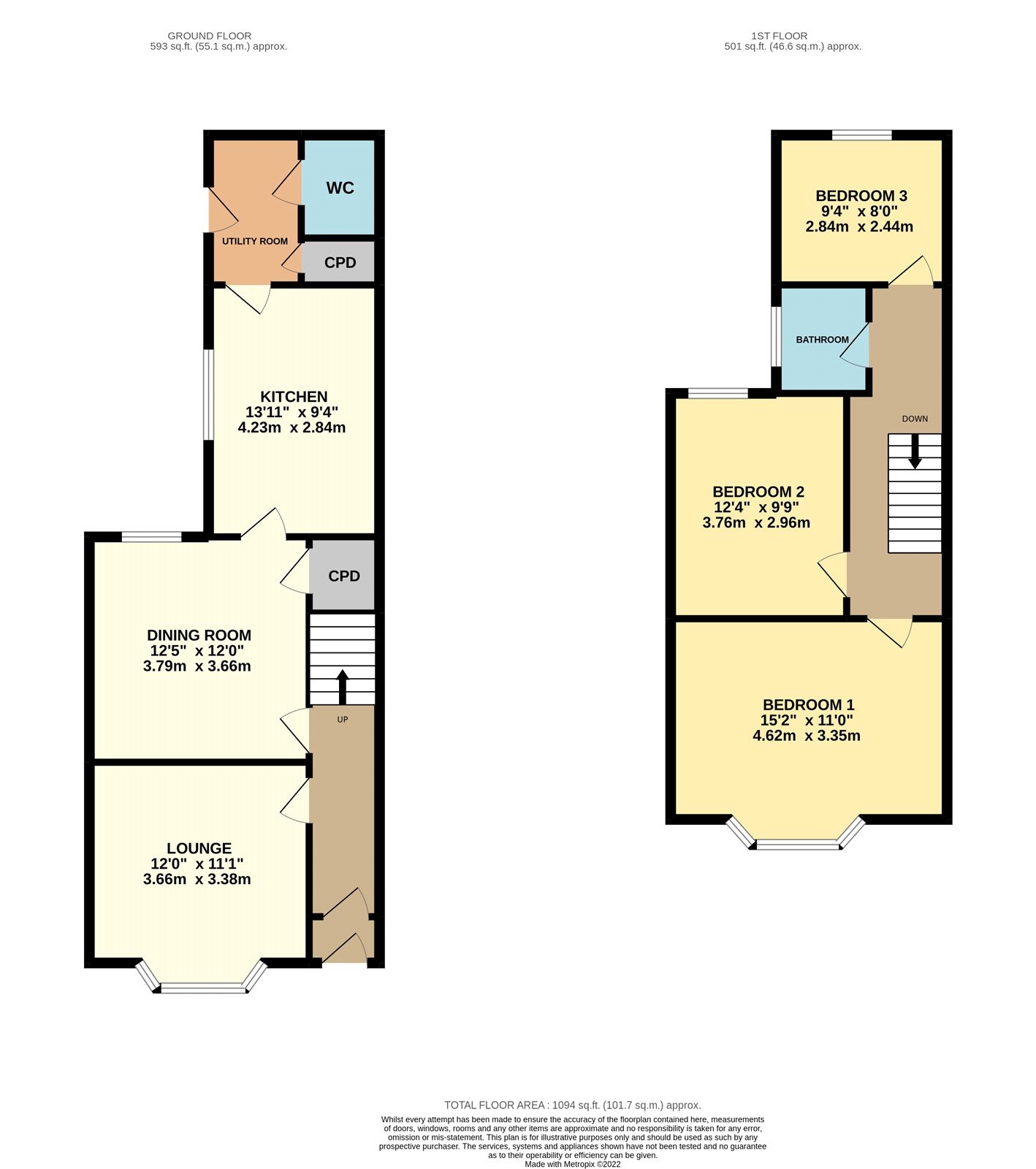 3 bed terraced house for sale in Portobello Street, Hull - Property Floorplan