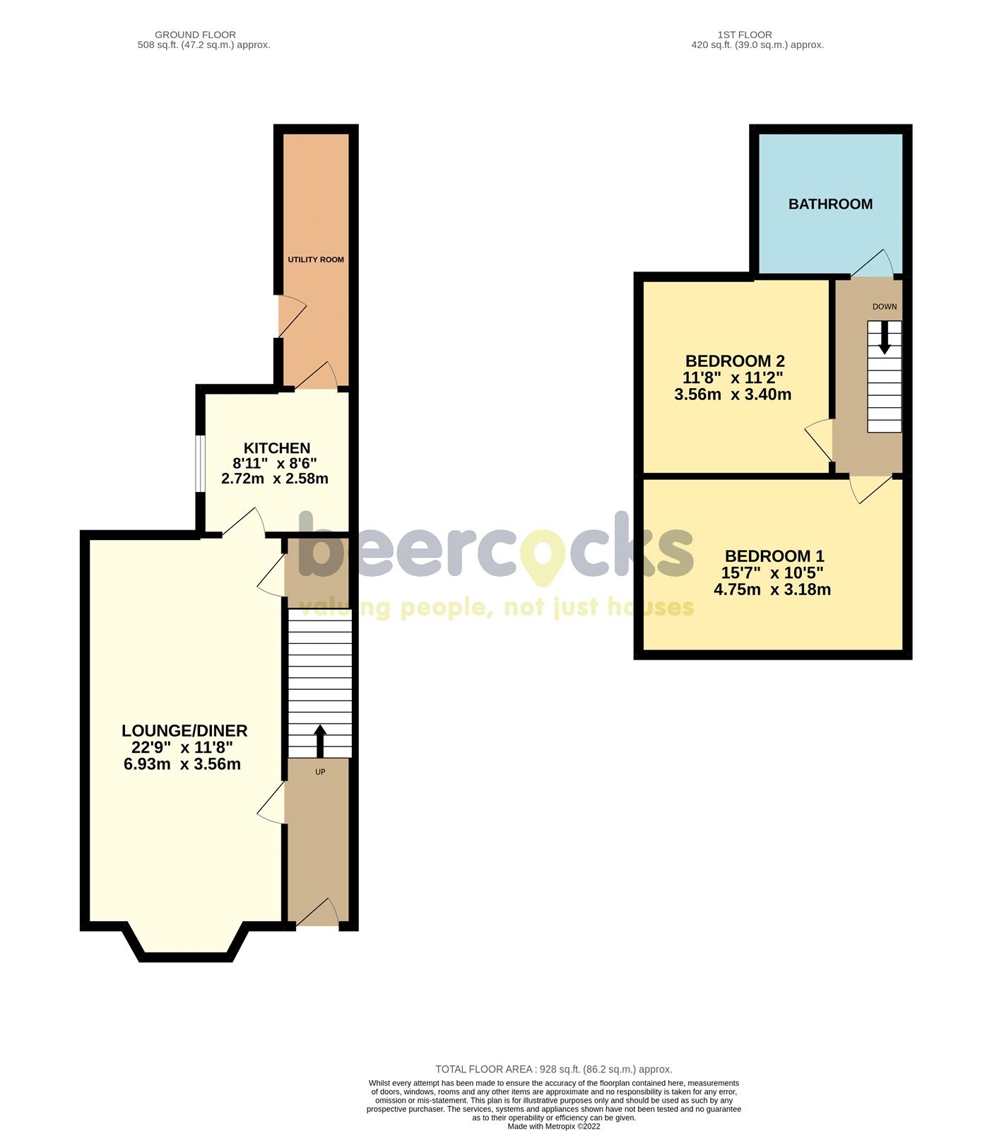 2 bed terraced house for sale in Mersey Street, Hull - Property Floorplan