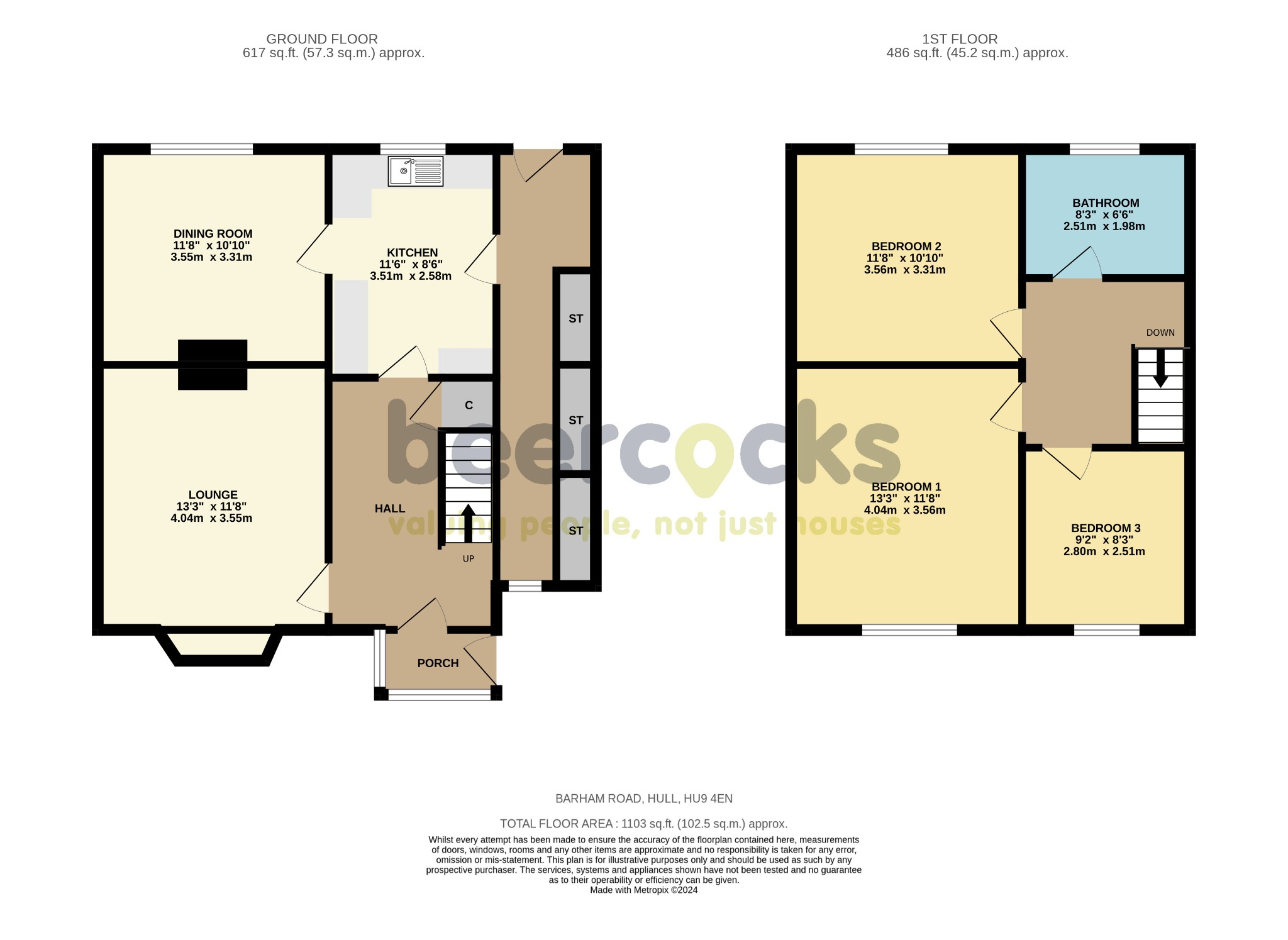 3 bed semi-detached house for sale in Barham Road, Hull - Property Floorplan