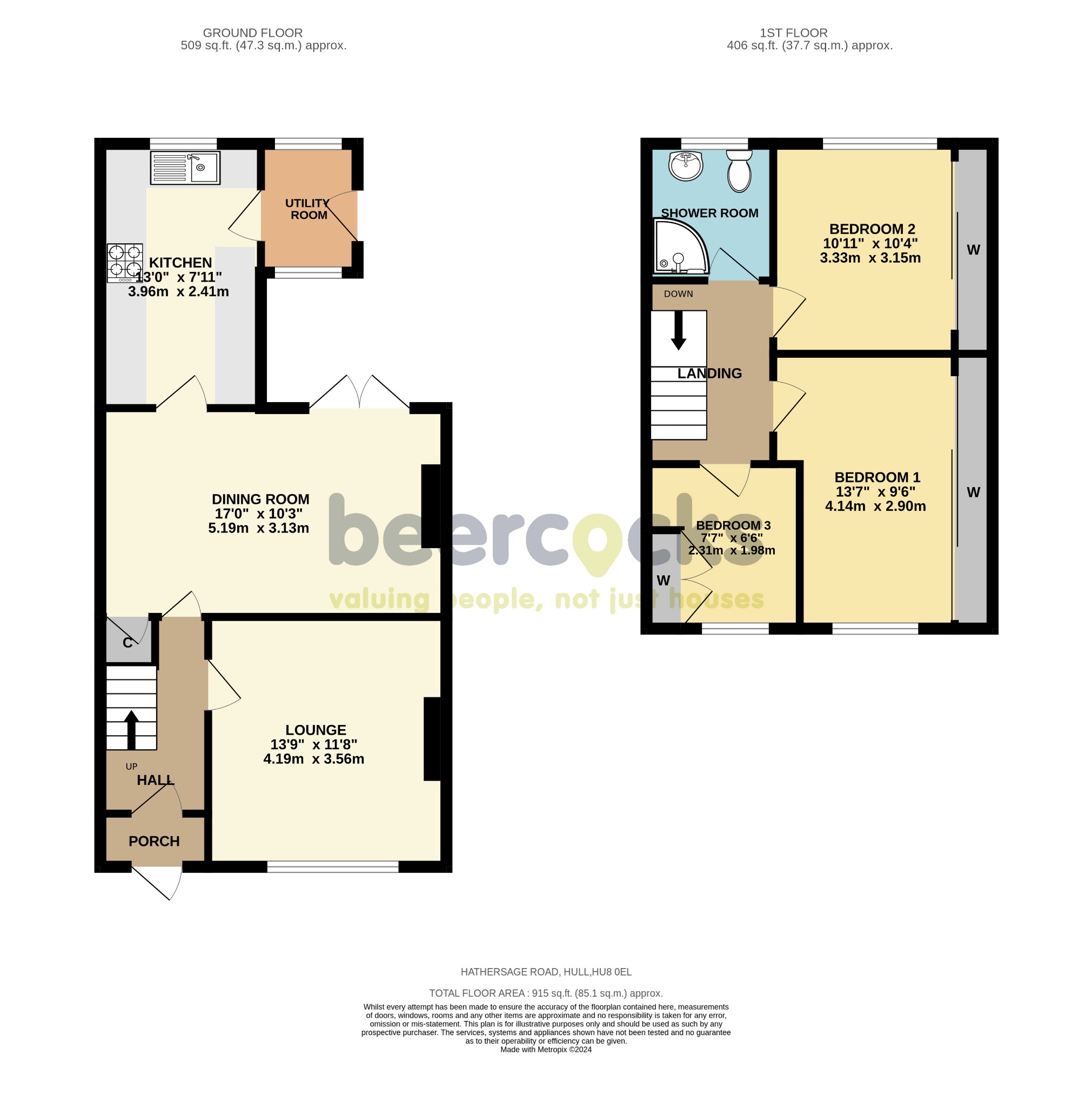 3 bed end of terrace house for sale in Hathersage Road, Hull - Property Floorplan