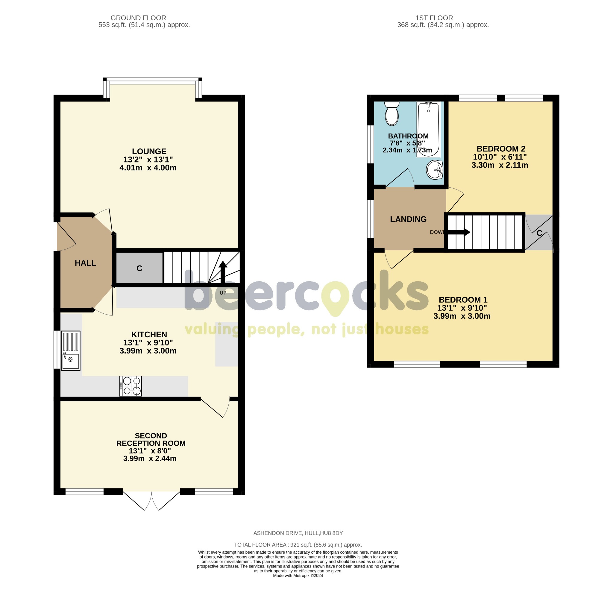2 bed semi-detached house for sale in Ashendon Drive, Hull - Property Floorplan