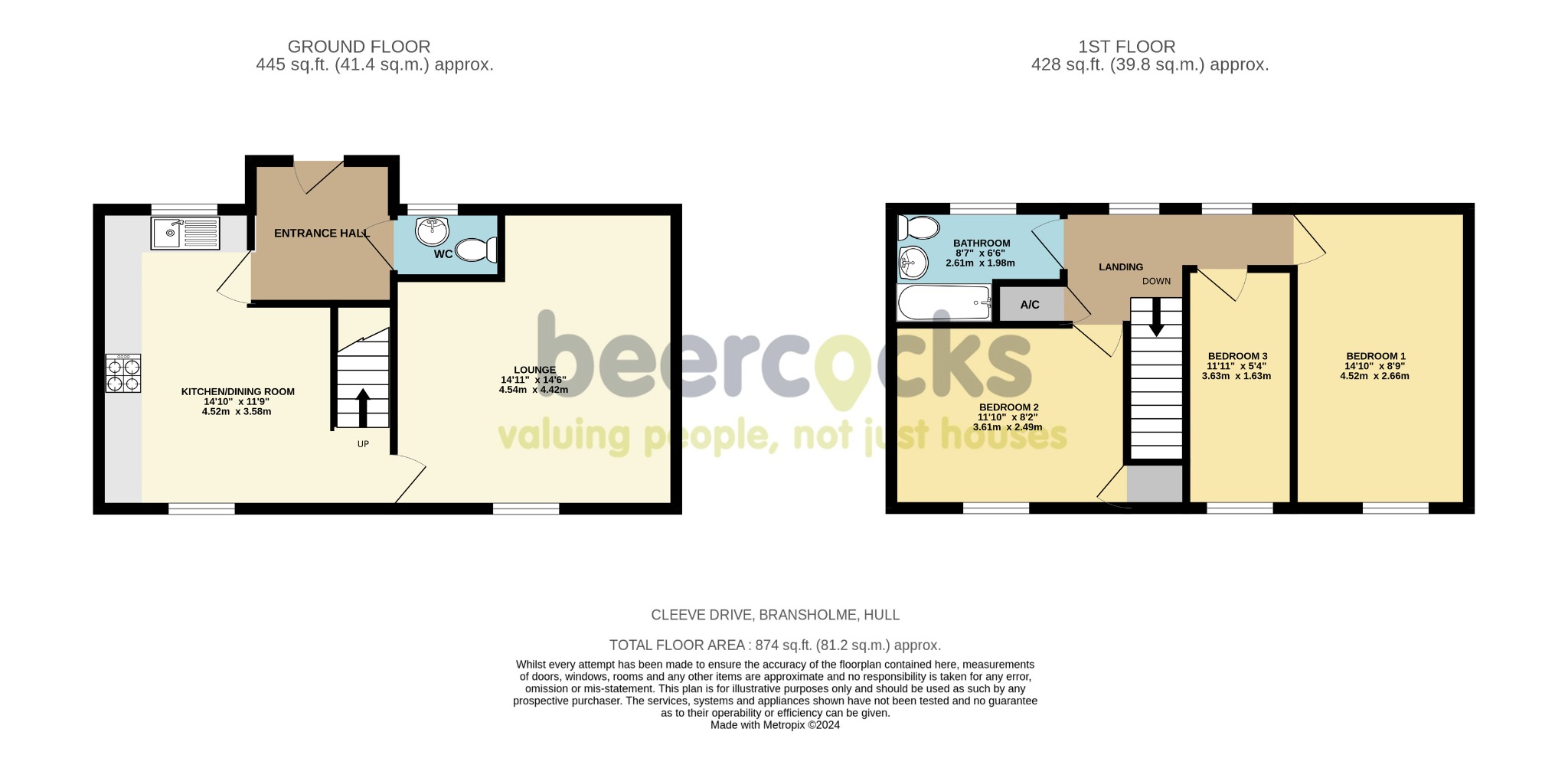 3 bed terraced house for sale in Cleeve Drive, Hull - Property Floorplan