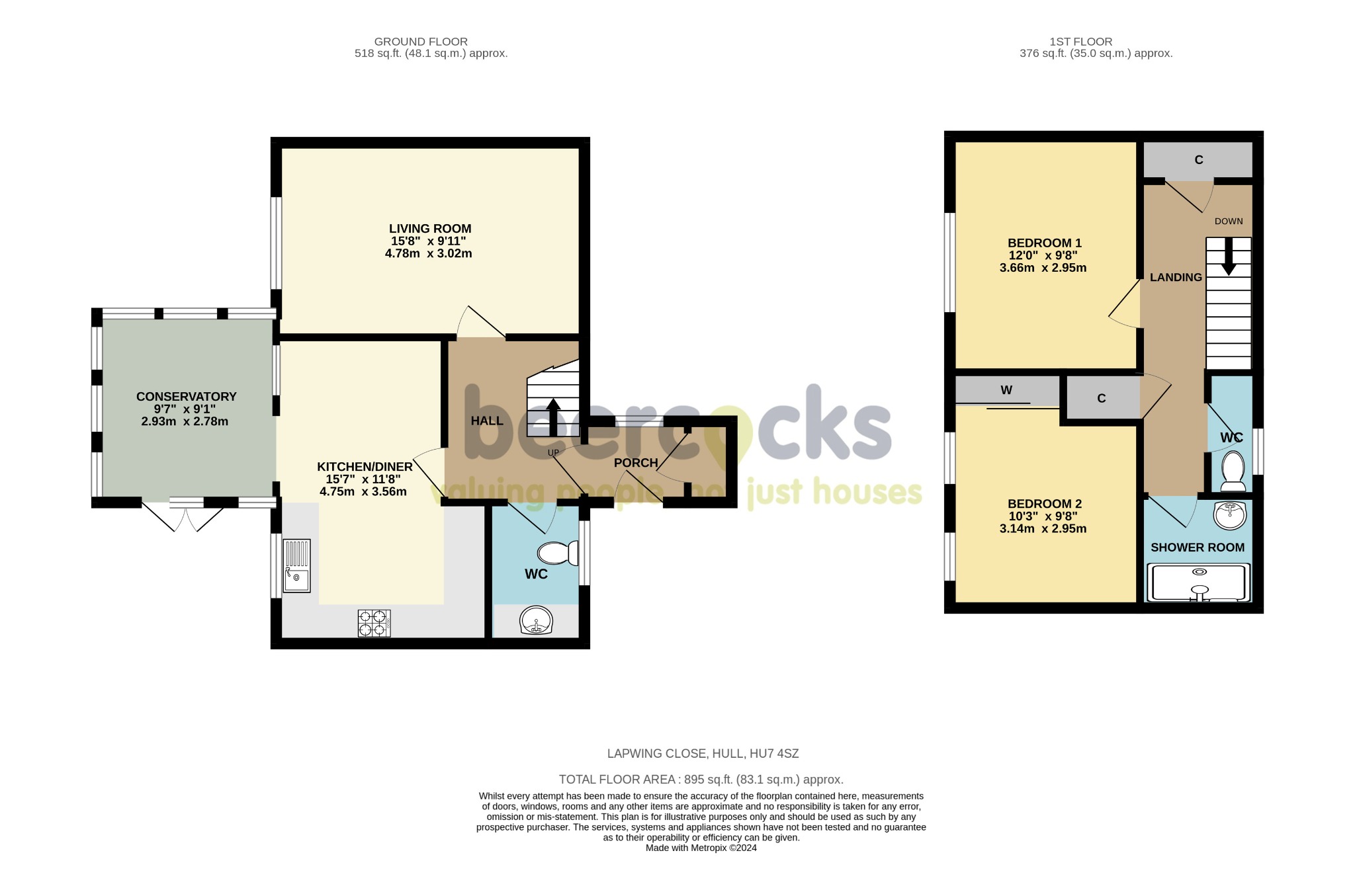 2 bed terraced house for sale in Lapwing Close, Hull - Property Floorplan