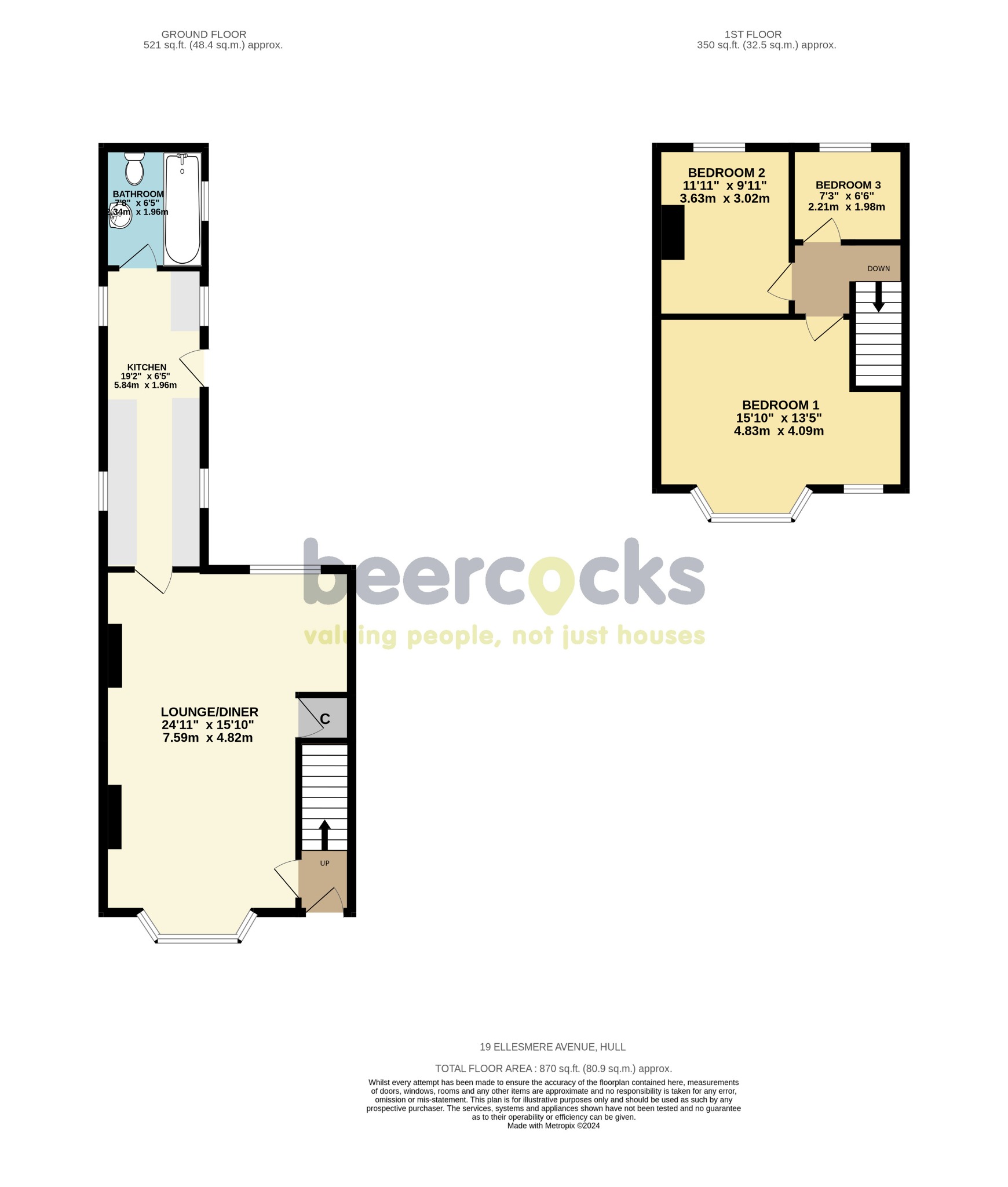 3 bed end of terrace house for sale in Ellesmere Avenue, Hull - Property Floorplan