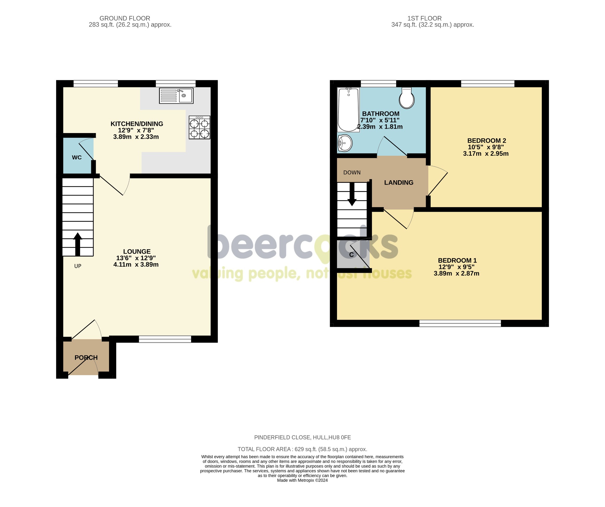 2 bed terraced house for sale in Pinderfield Close, Hull - Property Floorplan