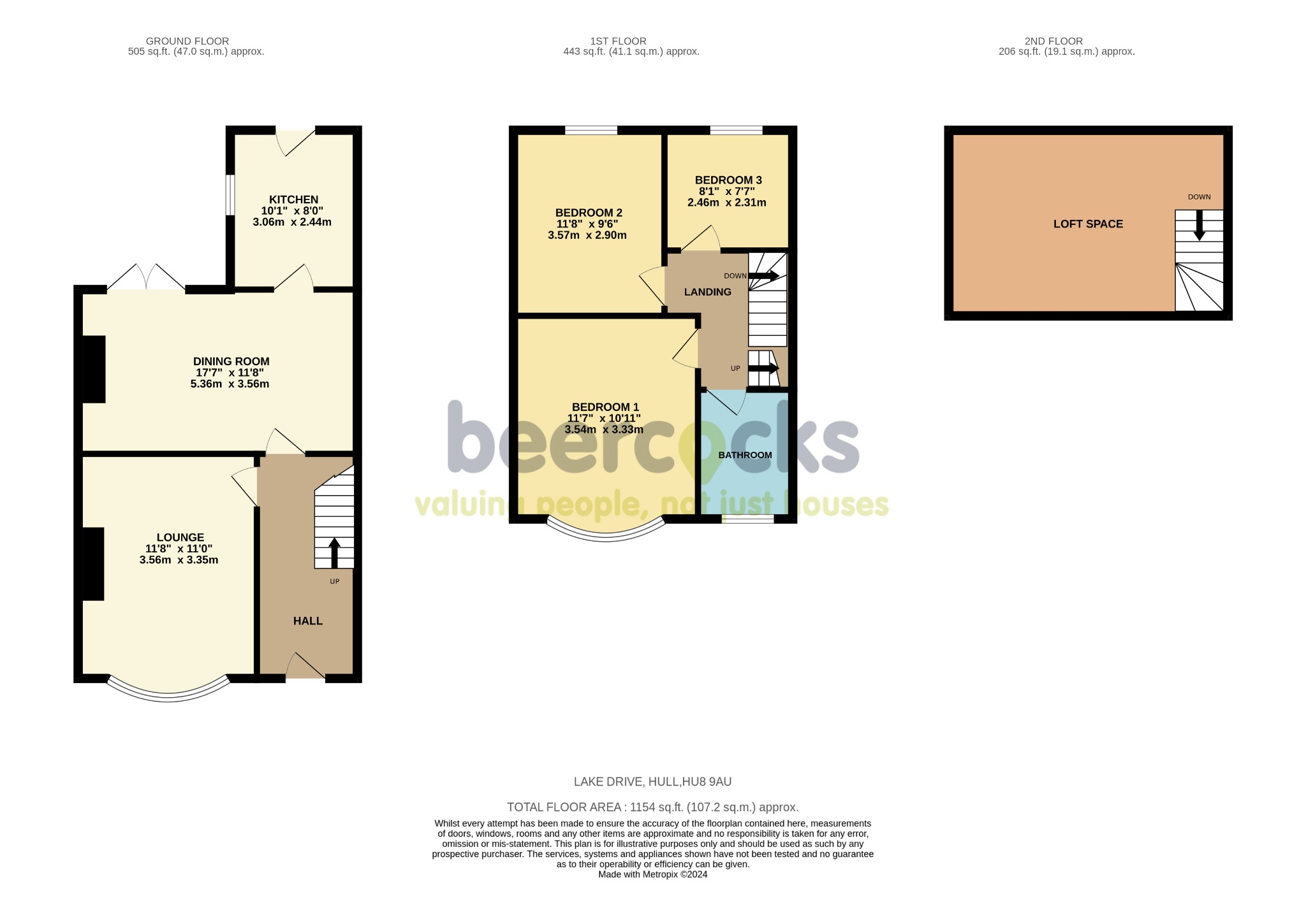 3 bed terraced house for sale in Lake Drive, Hull - Property Floorplan