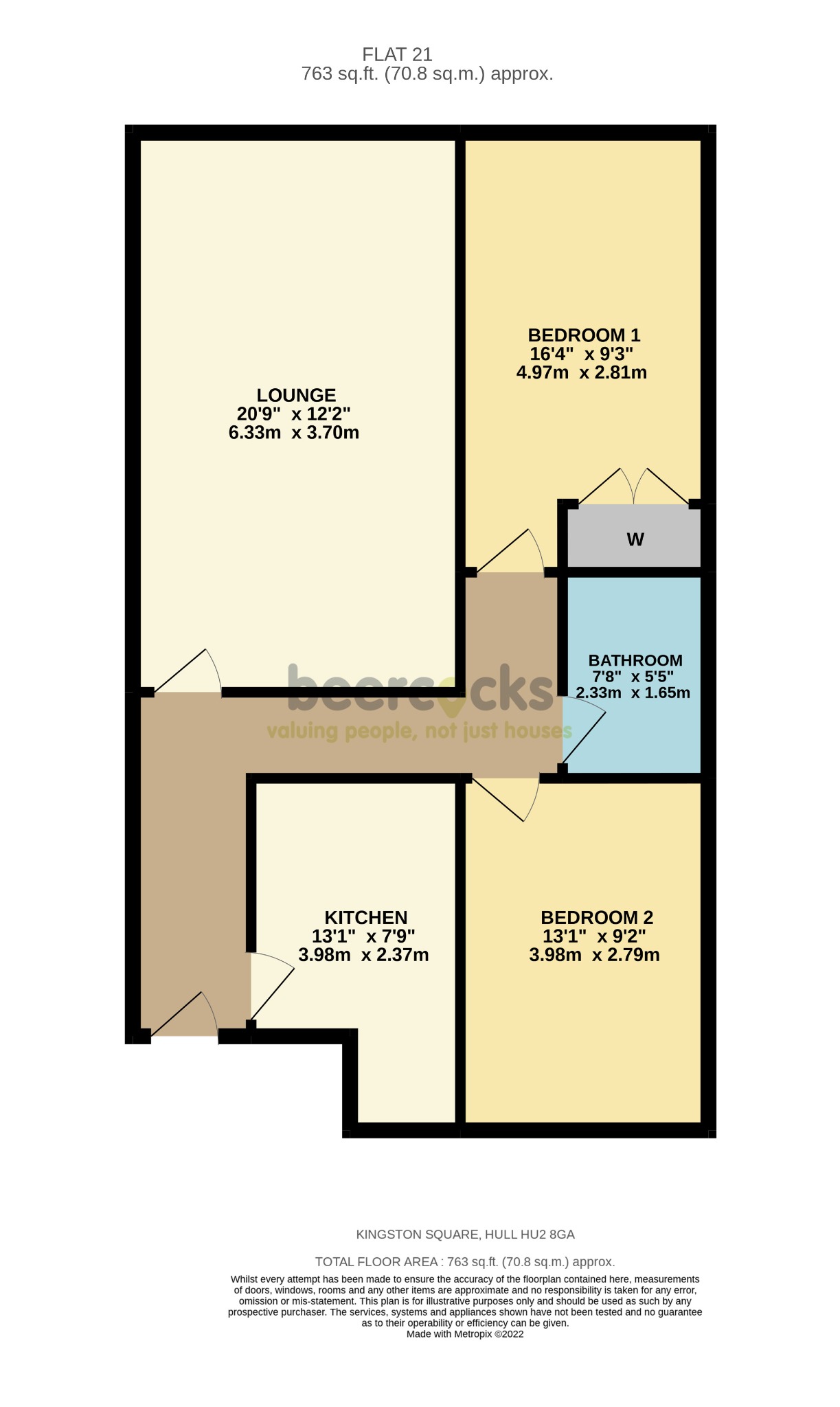 2 bed flat for sale in Kingston Square, Hull - Property Floorplan