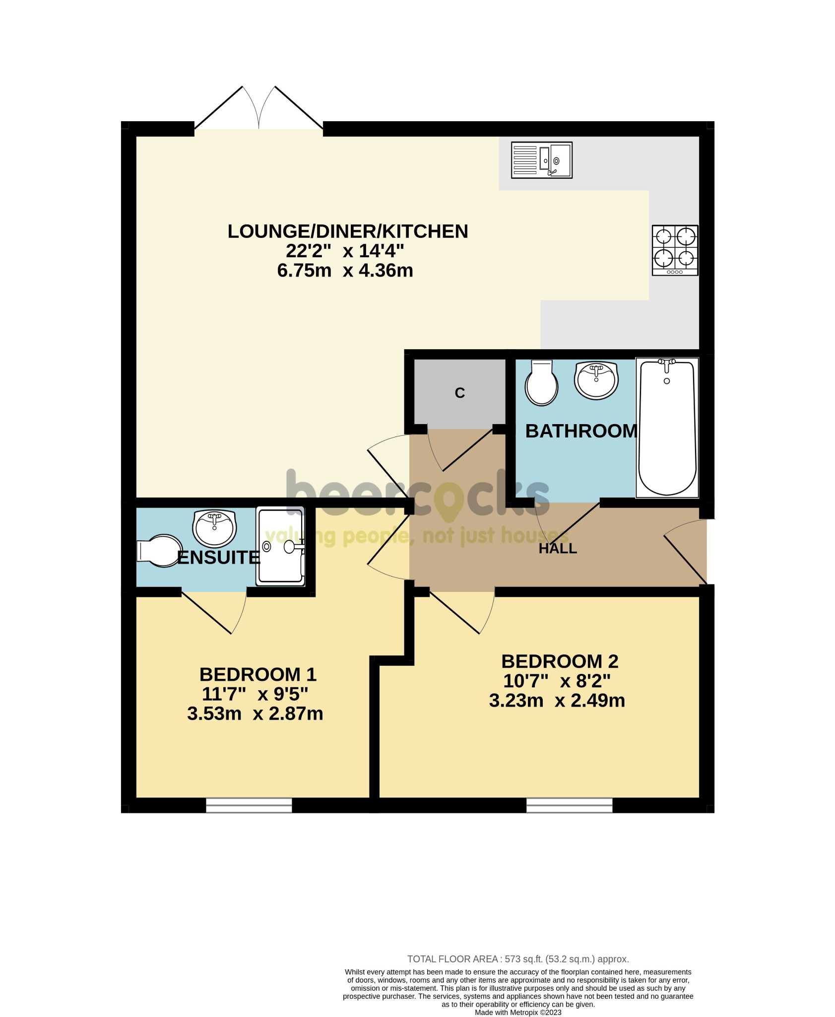 2 bed flat for sale in Redhill Park, Hull - Property Floorplan