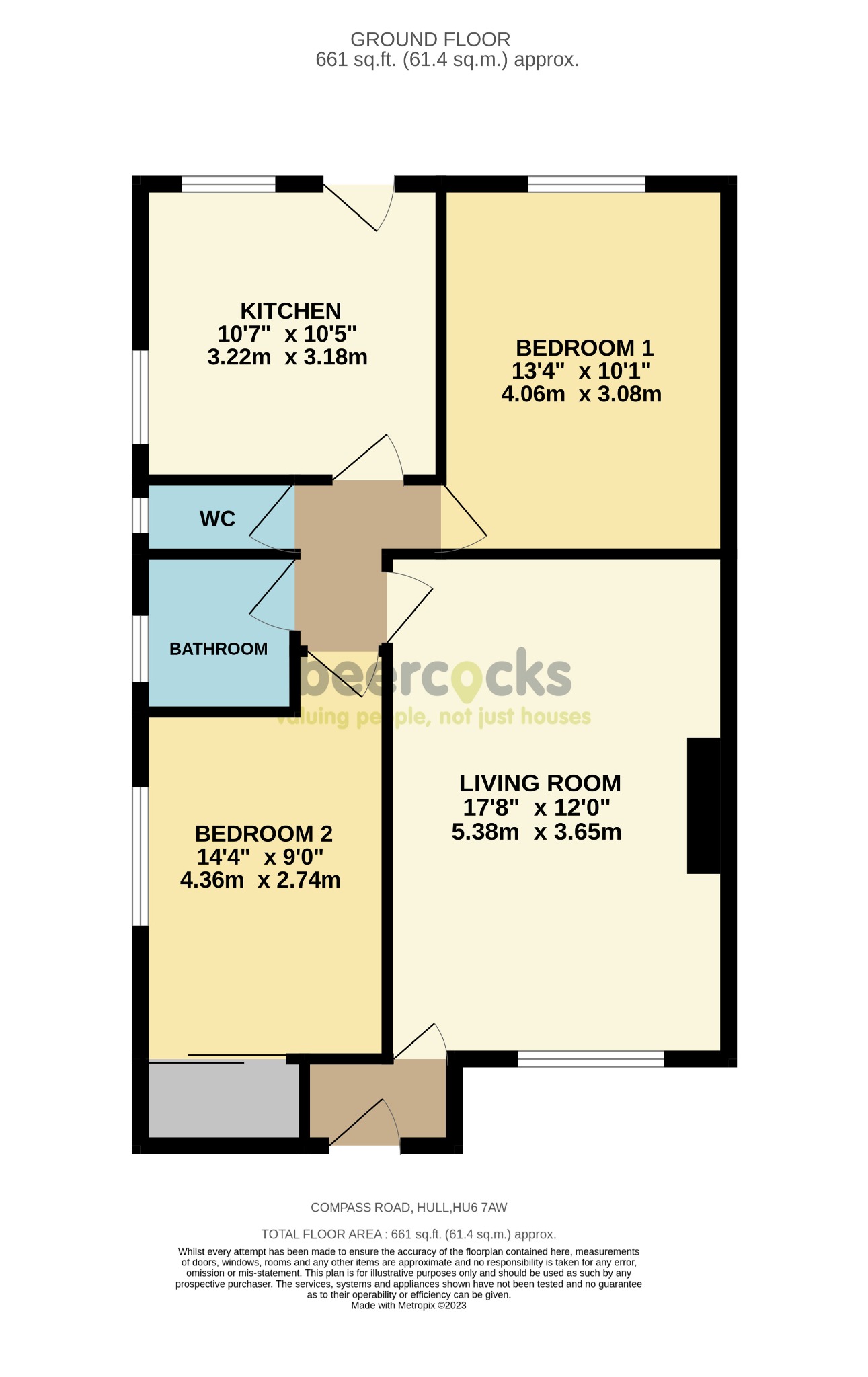 2 bed semi-detached bungalow for sale in Compass Road, Hull - Property Floorplan