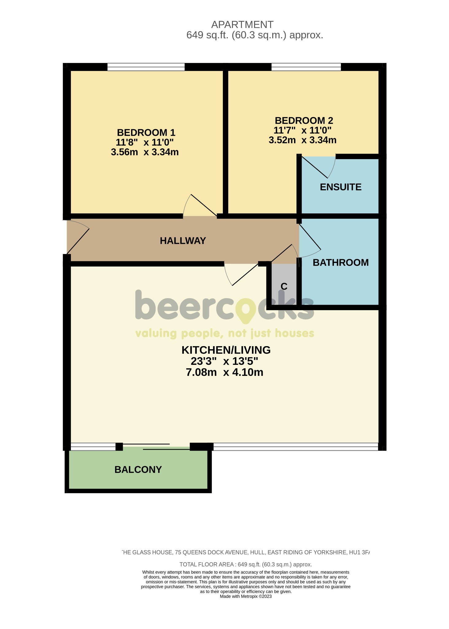 2 bed flat for sale in Queens Dock Avenue, Hull - Property Floorplan