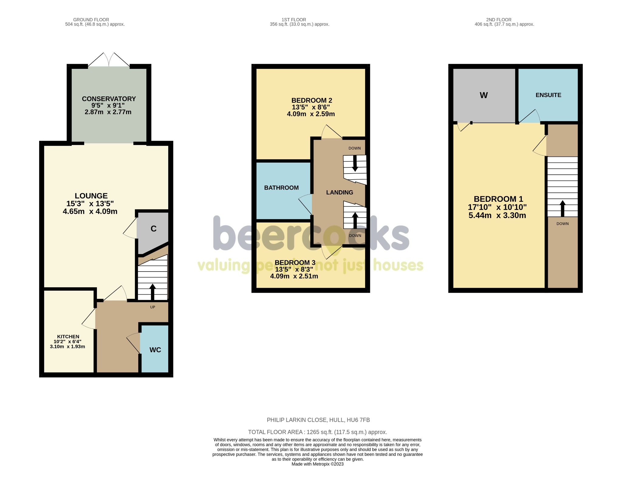 3 bed town house for sale in Philip Larkin Close, Hull - Property Floorplan