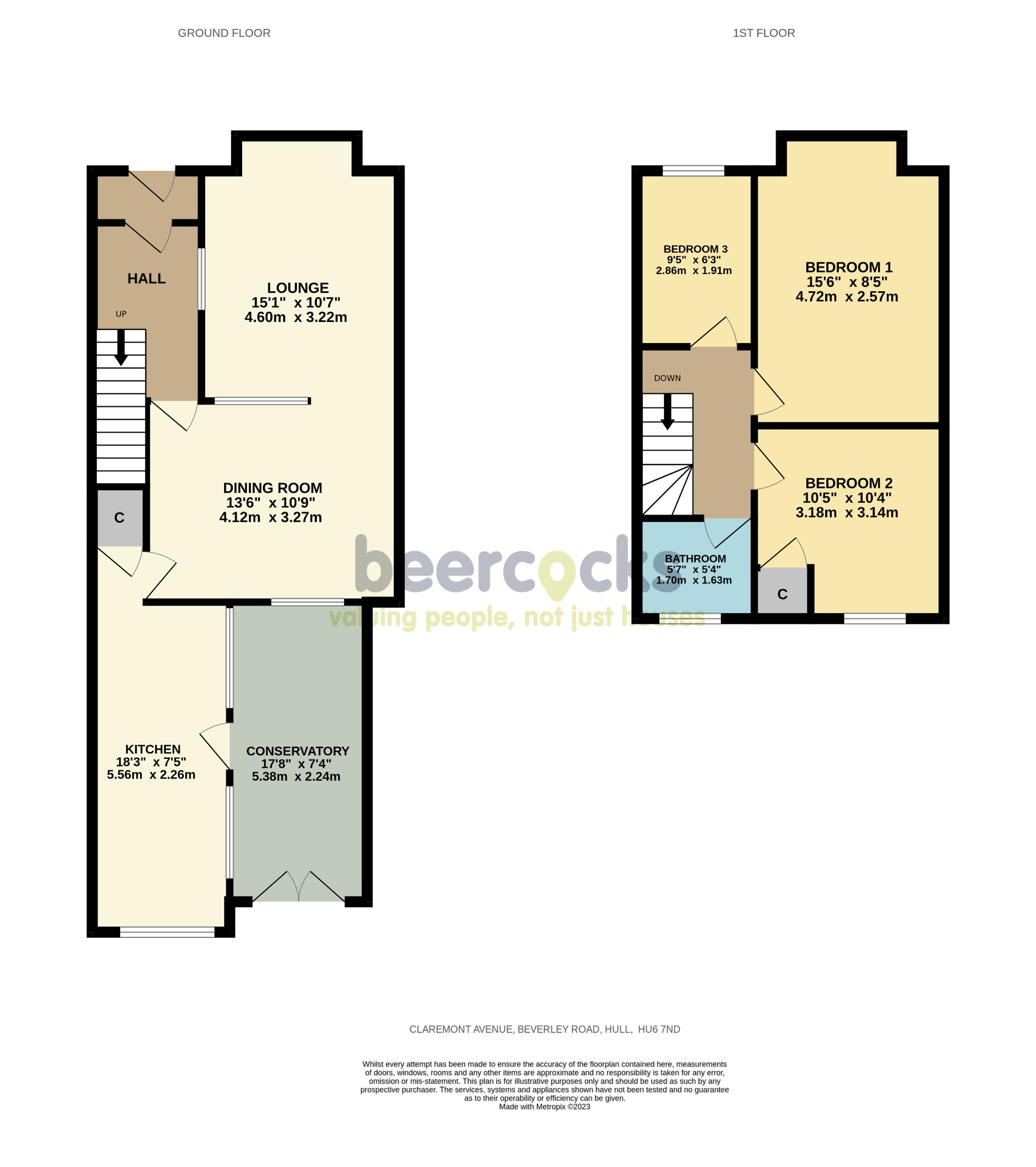 3 bed terraced house for sale in Claremont Avenue, Hull - Property Floorplan